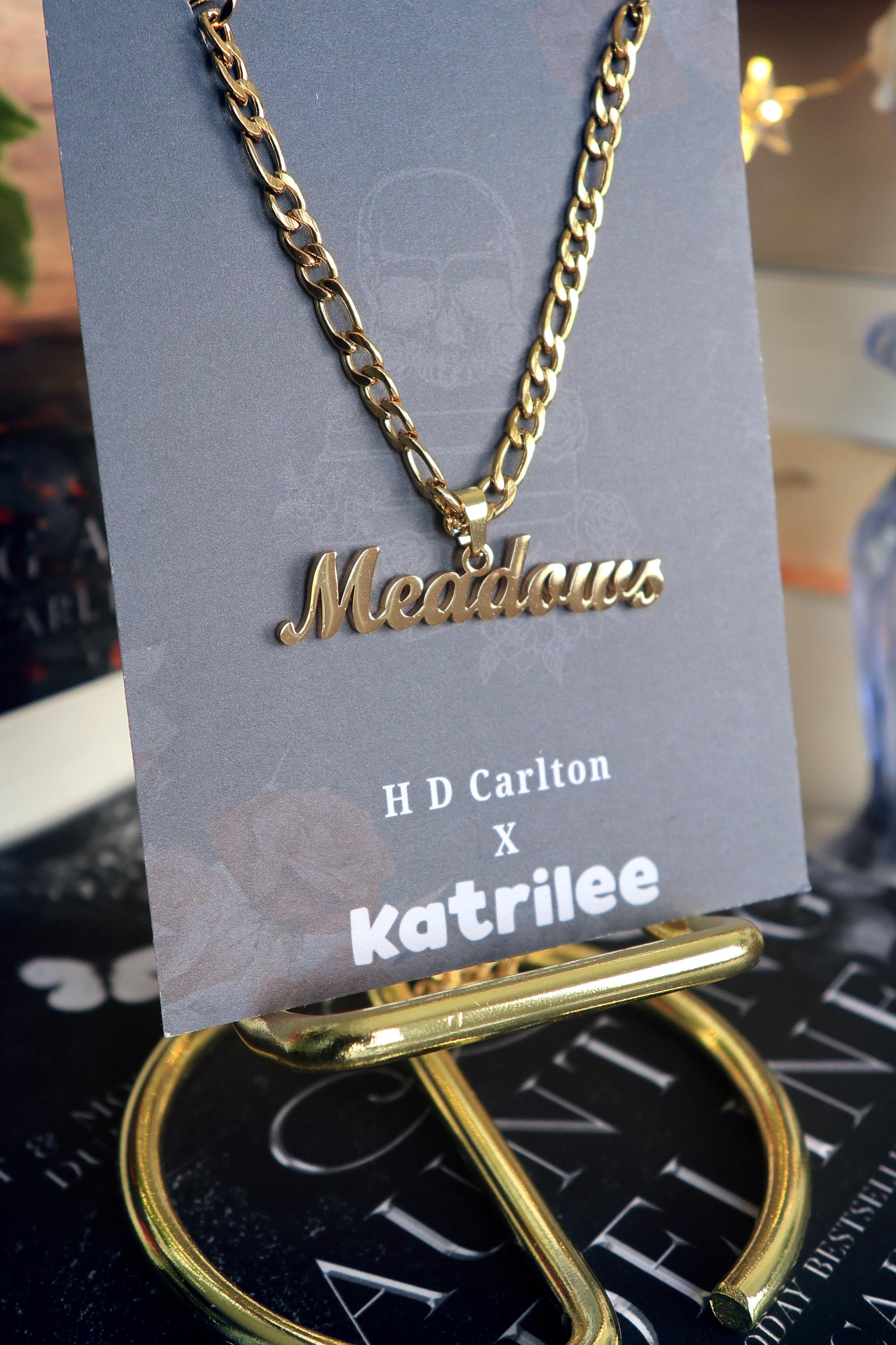 Haunting Adeline 'Meadows' Name Necklace: Stainless Steel Chunky Chain