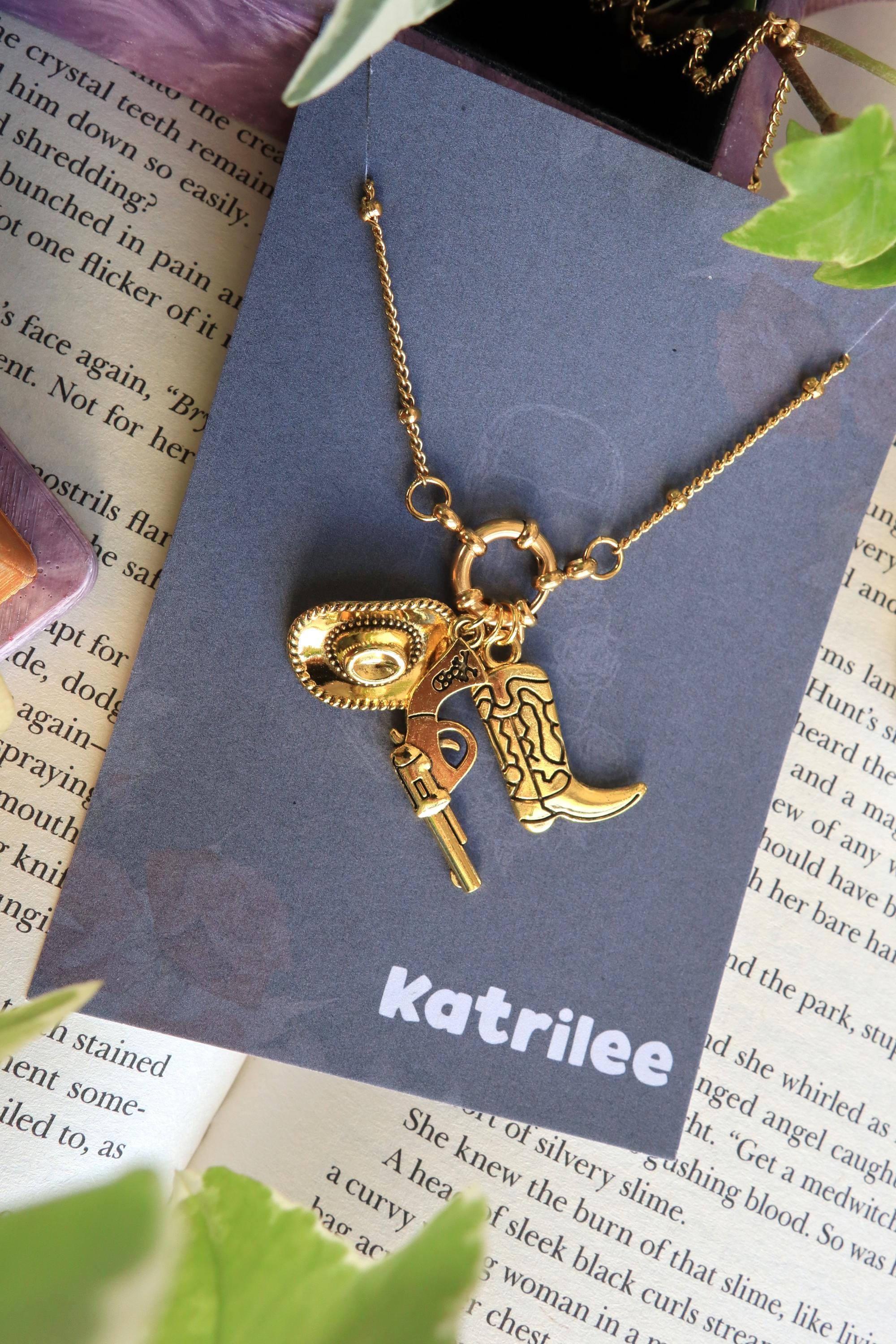 Cowboy Charm Necklace: Western Bookish Stainless Steel Jewelry