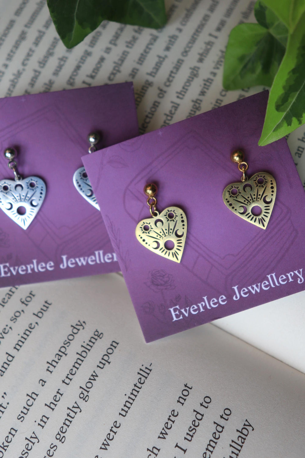 planchette Ouija Dangle Stud Earrings, Surgical Steel Gold and Silver Halloween Earrings