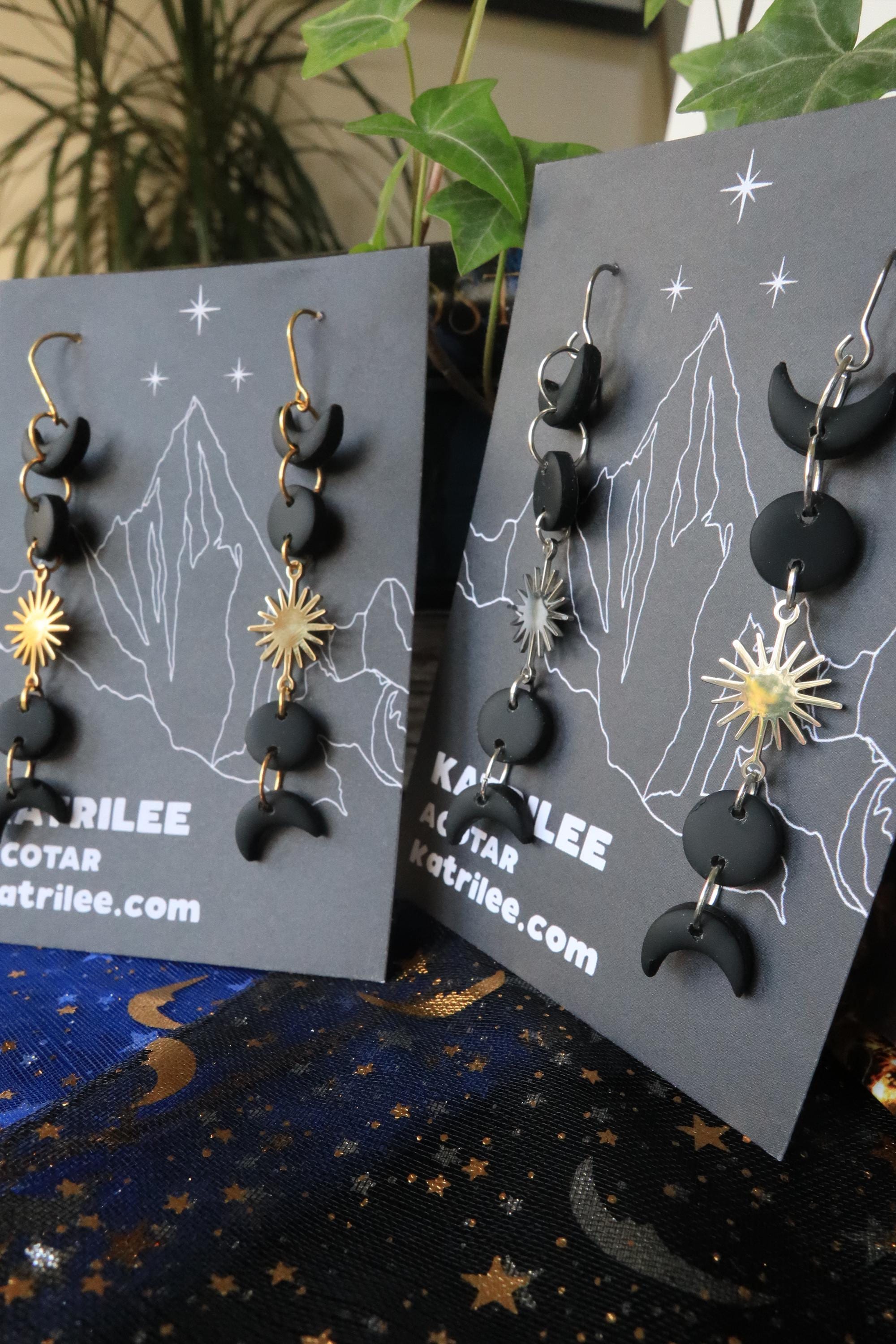 Officially Licenced ACOTAR Feyre Back Tattoo Gold Earrings, Surgical Steel, Book Series, Bookish Gifts, Wings and Ruin, Moon Phase Merch