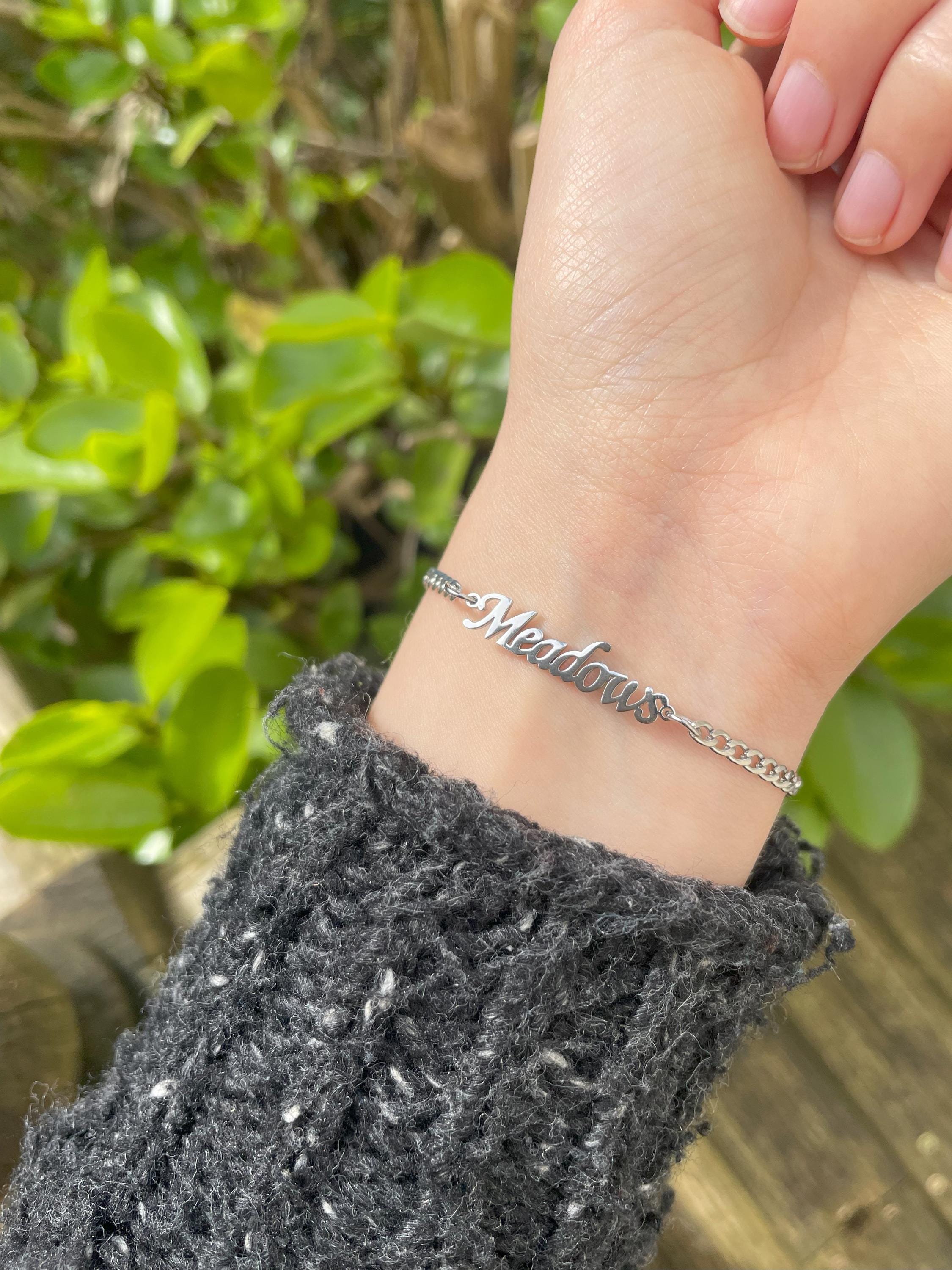 Haunting Adeline Meadows Stainless Steel Gold and Silver Name Bracelet, H D Carlton Dark Romance Bookish Merch, Gift For Reader