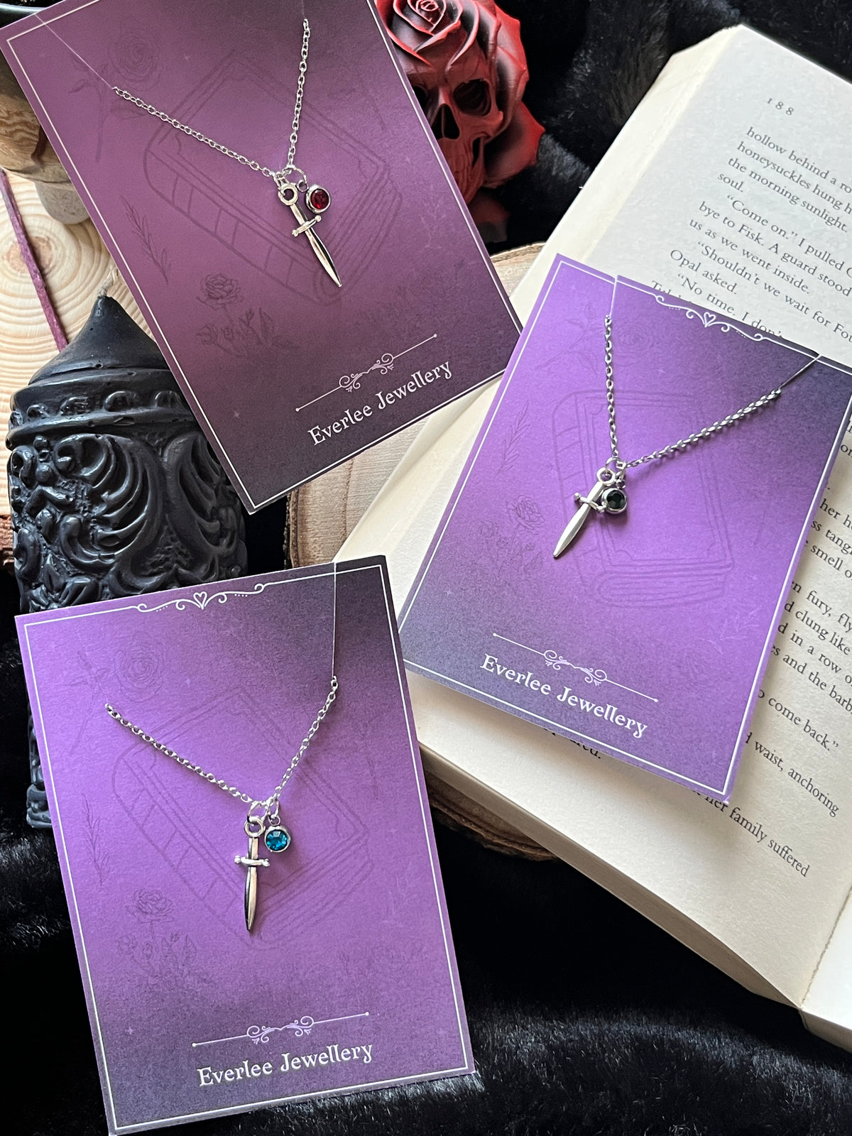 Personalised Stainless Steel Birthstone Dagger Necklace