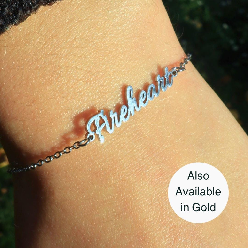 Officially Licenced Fireheart Stainless Steel Bracelet, Throne of Glass Merch, Bookish Gifts, Silver Gold Necklace Fantasy Romance Reader