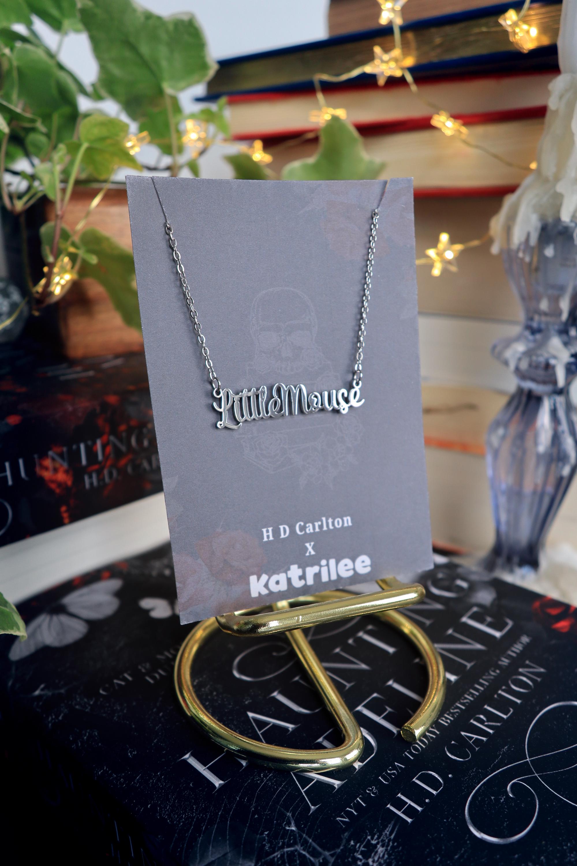 Haunting Adeline Little Mouse Stainless Steel Gold and Silver Name Necklace, H D Carlton Dark Romance Bookish Merch, Gift For Reader