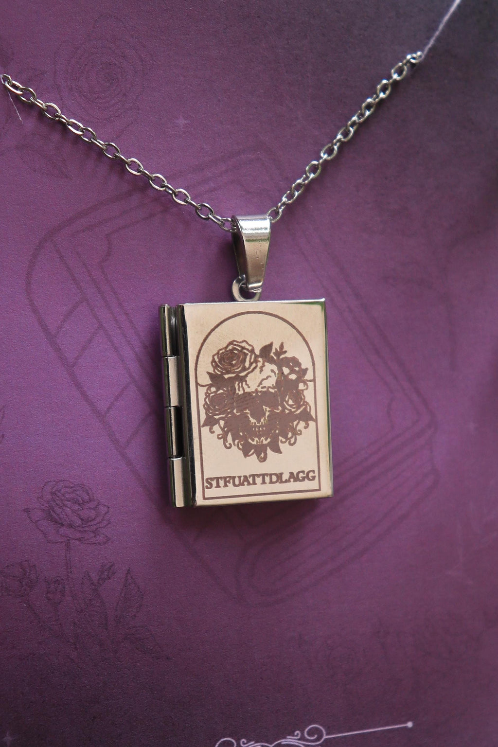 Romance Genre Book Locket necklace, Fantasy Dark Romance Cowboy necklace, silver gold stainless steel, bookish reader gift, picture locket