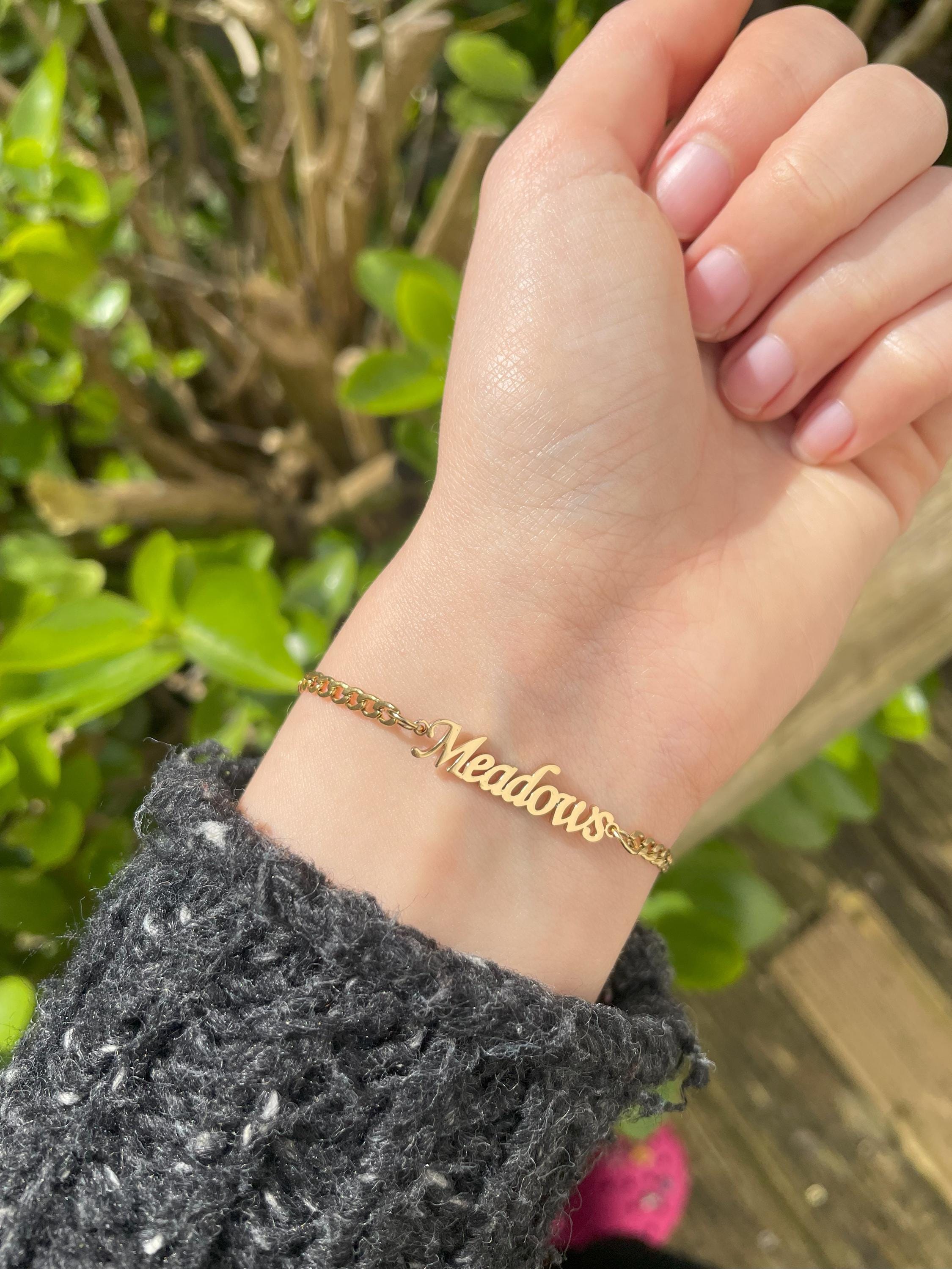 Haunting Adeline Meadows Stainless Steel Gold and Silver Name Bracelet, H D Carlton Dark Romance Bookish Merch, Gift For Reader