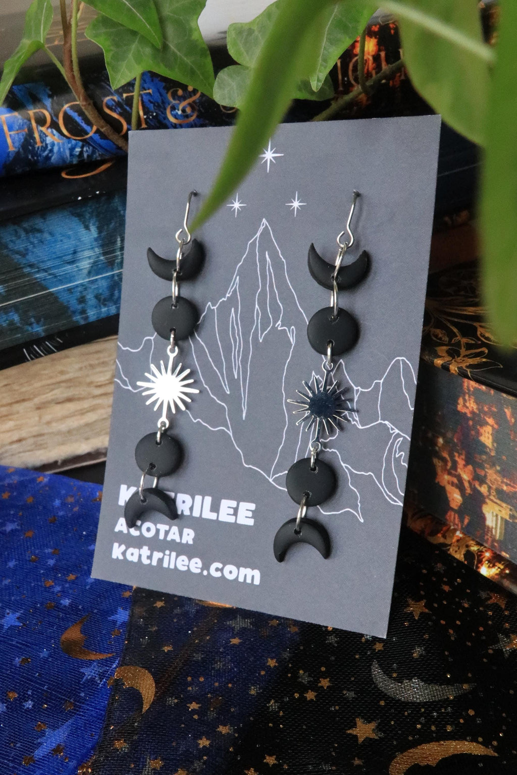 Officially Licenced ACOTAR Feyre Back Tattoo Gold Earrings, Surgical Steel, Book Series, Bookish Gifts, Wings and Ruin, Moon Phase Merch