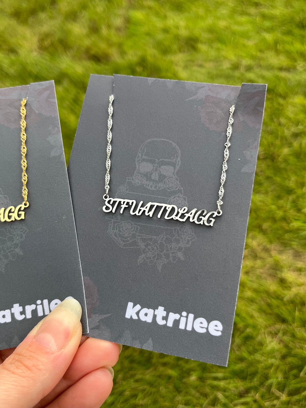 STFUATTDLAGG Stainless Steel Dark Romance Necklace, book bestie, laser cut name necklace, gold silver, bookish merch gift for reader booktok