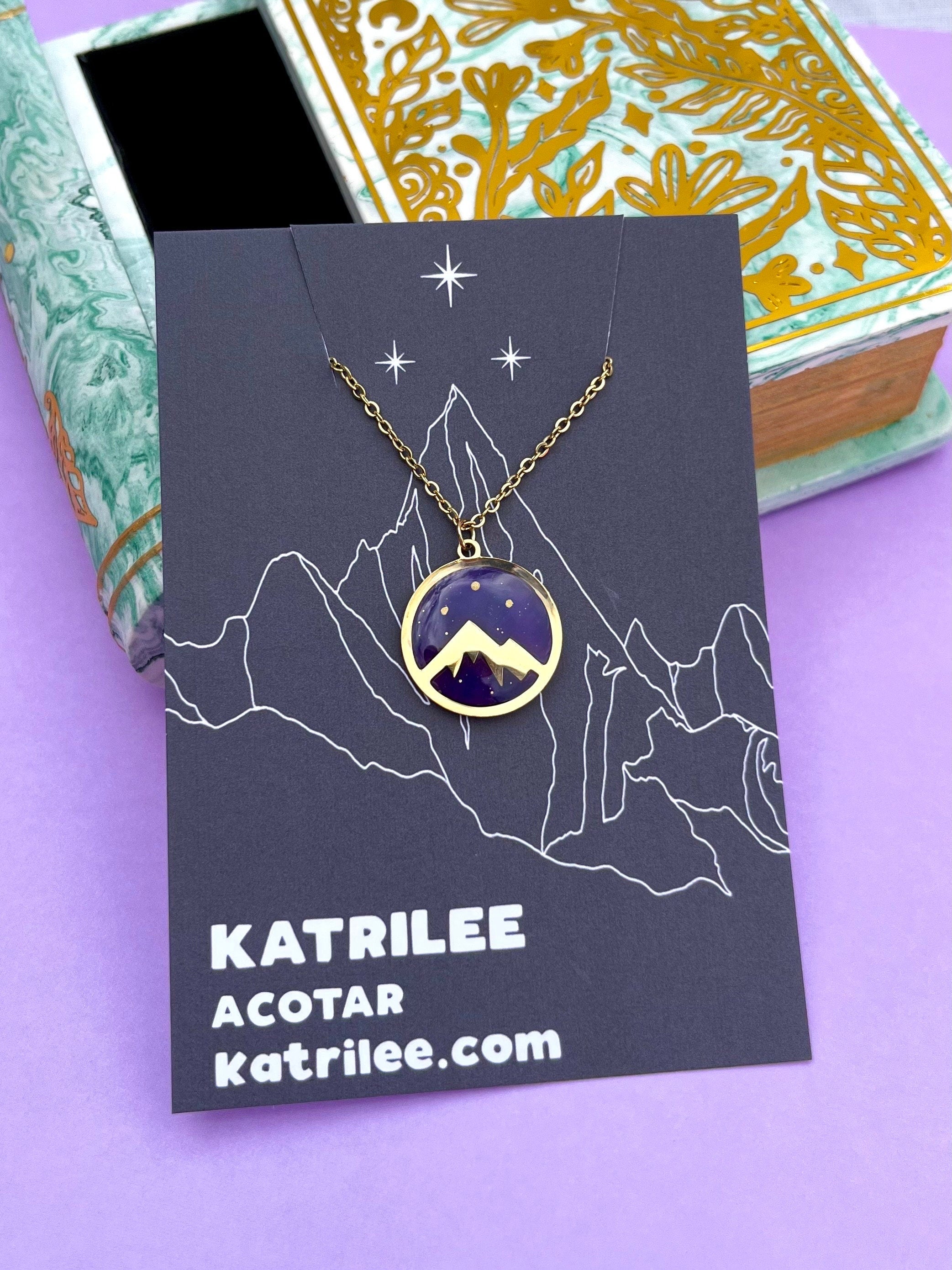 Officially Licenced ACOTAR Velaris Night Court City Of Dreams Feyre Rhysand Silver and Gold Pendant Necklace, Mist and Fury Fae Night Sky