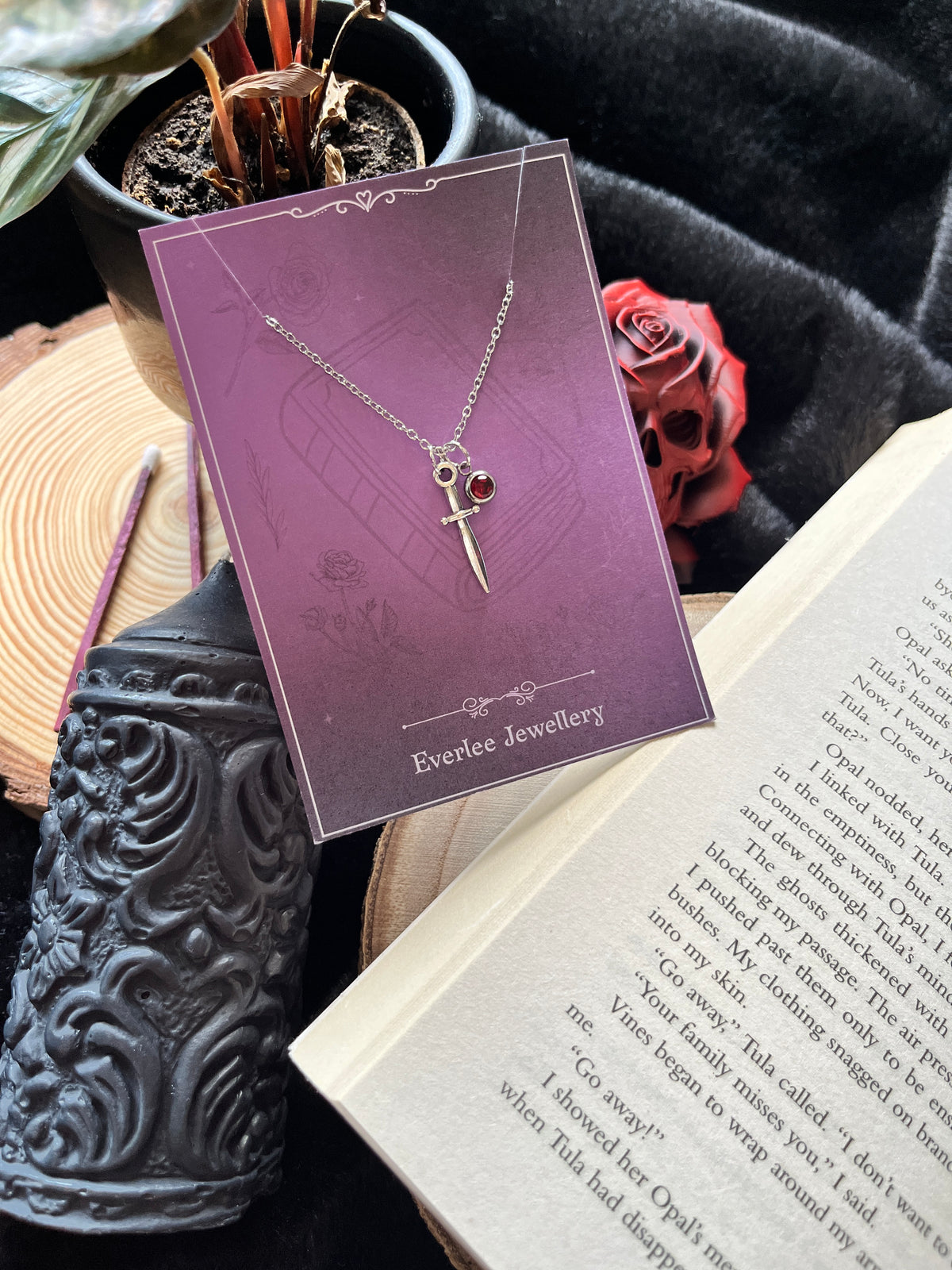 Personalised Stainless Steel Birthstone Dagger Necklace