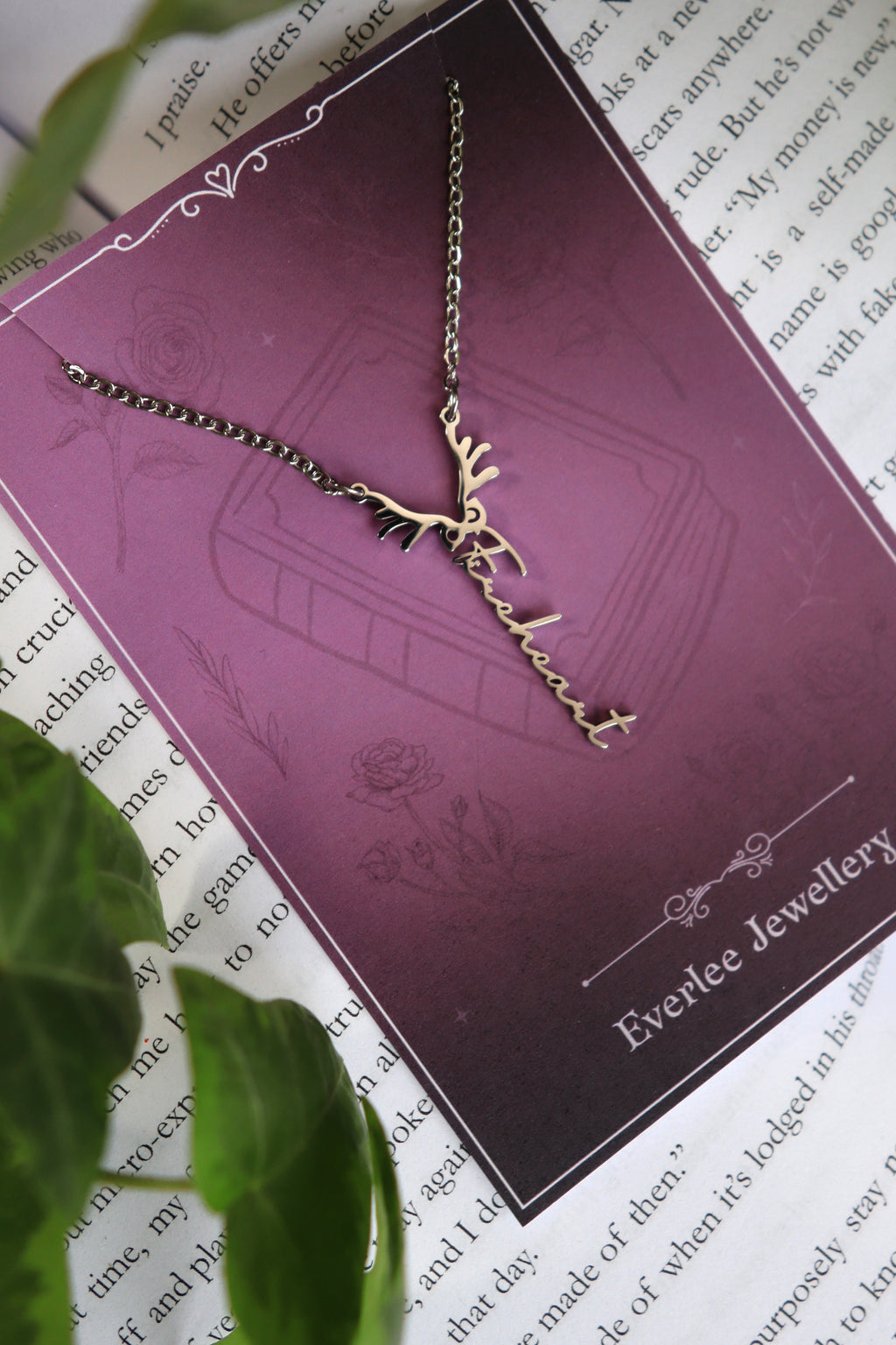 Fireheart Antler Name Necklace - Gold and Silver Stainless Steel
