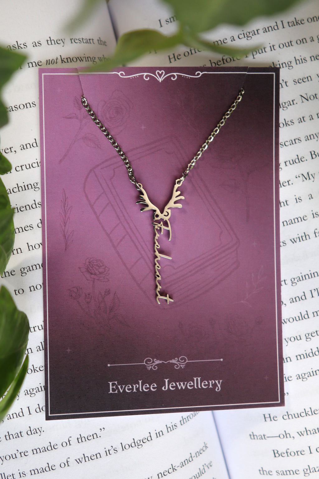 Fireheart Antler Name Necklace - Gold and Silver Stainless Steel