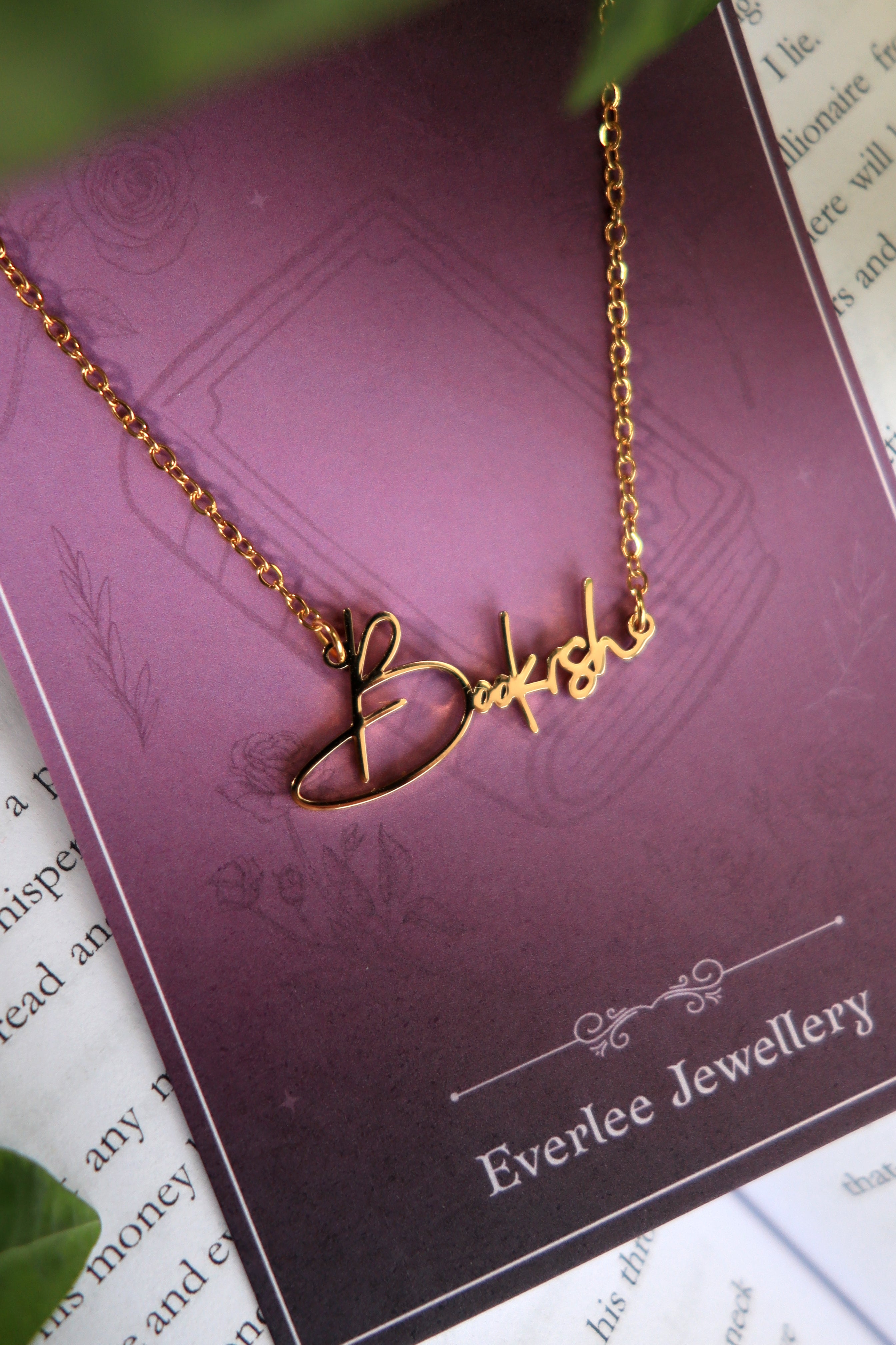 Bookish Name Necklace - Gold and Silver Stainless Steel