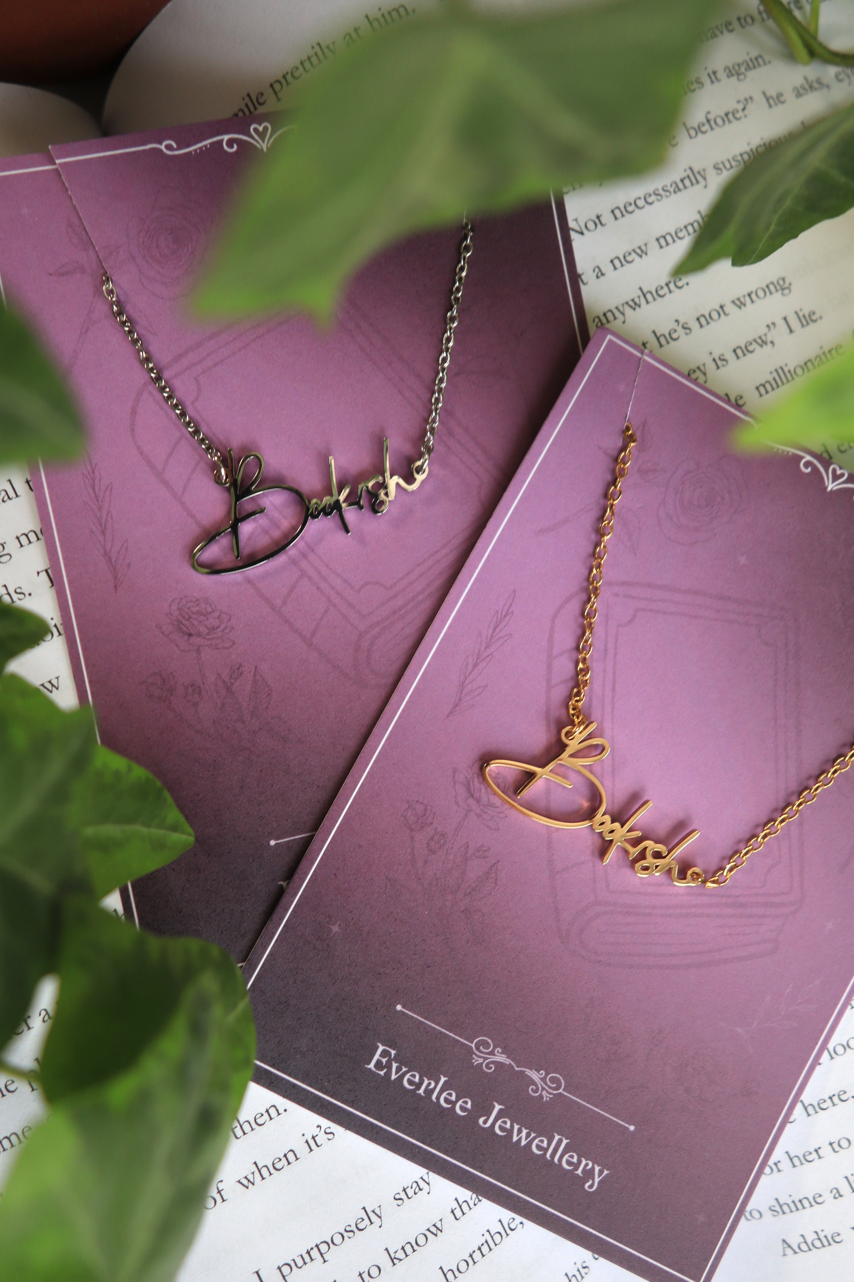 Bookish Name Necklace - Gold and Silver Stainless Steel