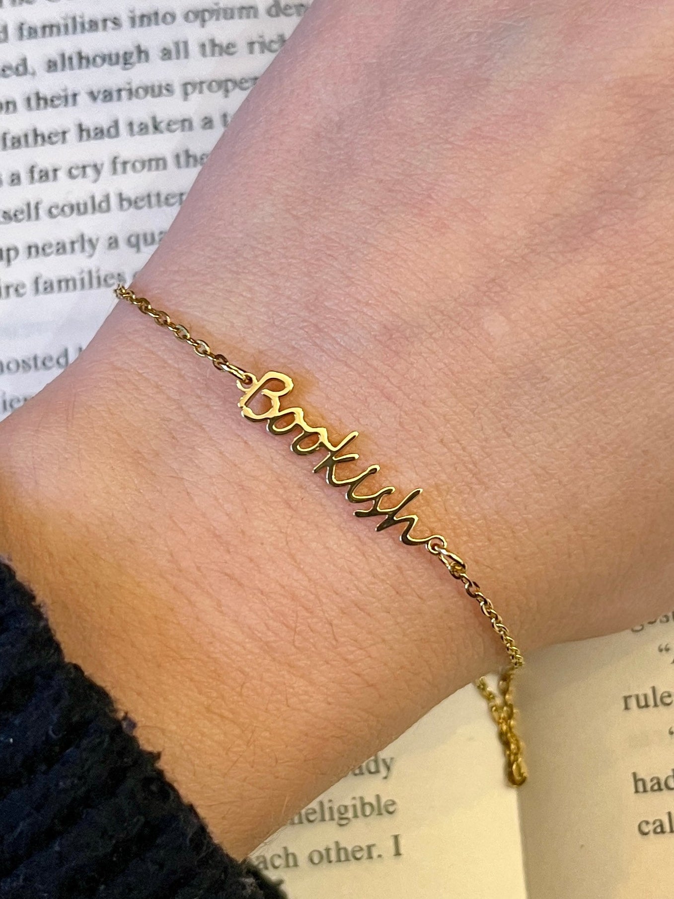 Bookish Stainless Steel Adjustable Name Bracelet