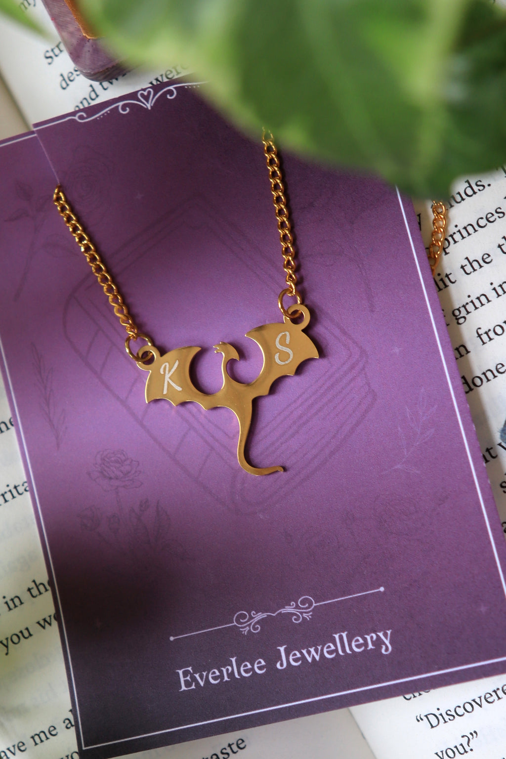 Personalized Dragon Monogram Stainless Steel Necklace