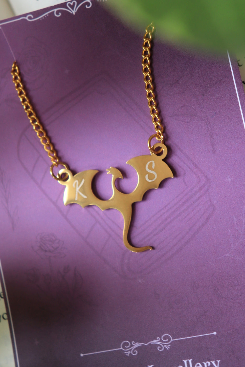 Personalized Dragon Monogram Stainless Steel Necklace