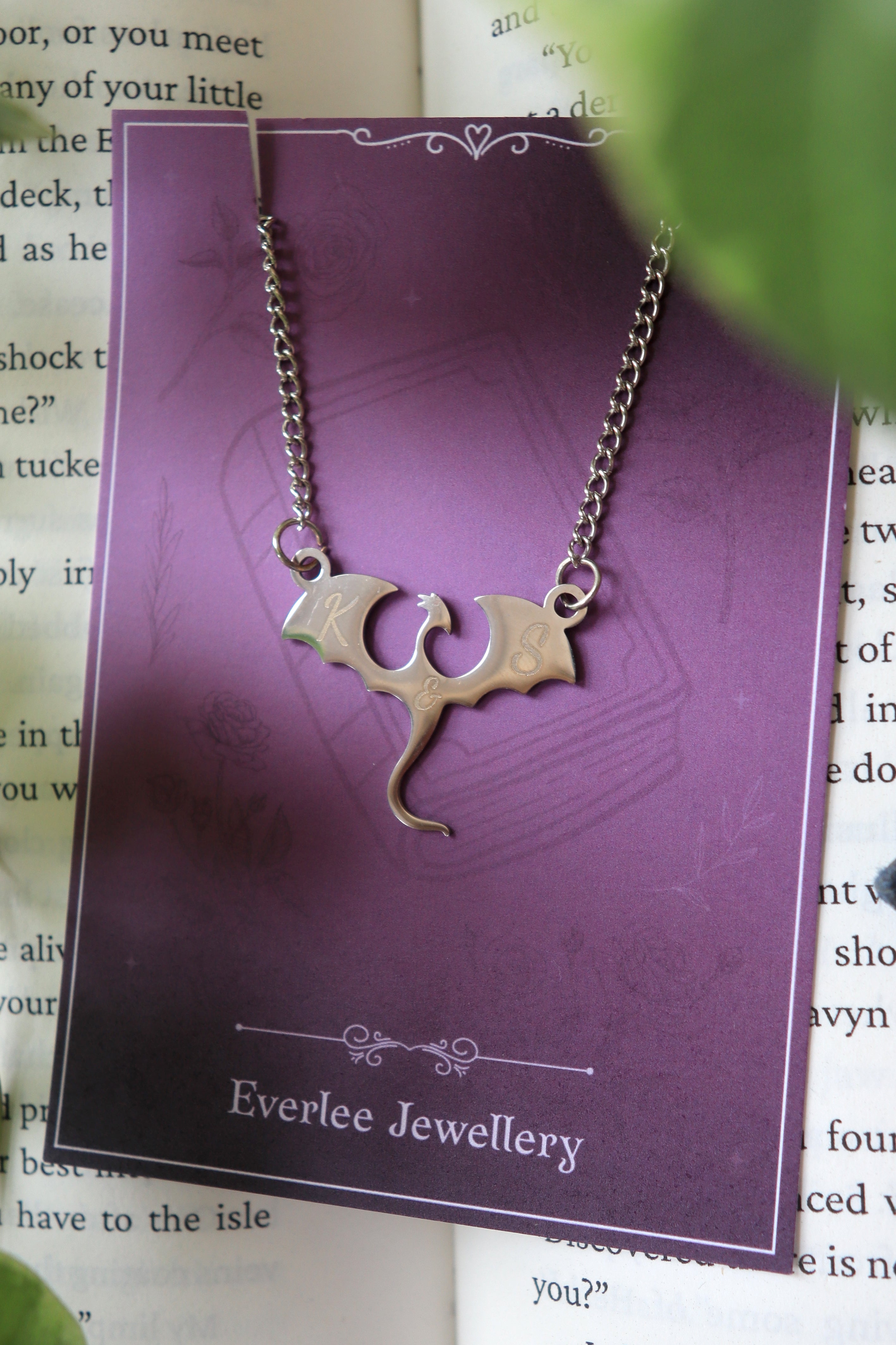 Personalized Dragon Monogram Stainless Steel Necklace