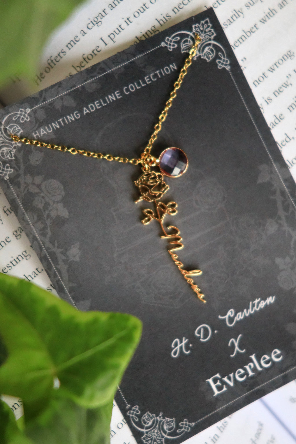 Haunting Adeline Meadows Rose Stainless Steel Necklace - Officially Licensed H.D. Carlton Collection