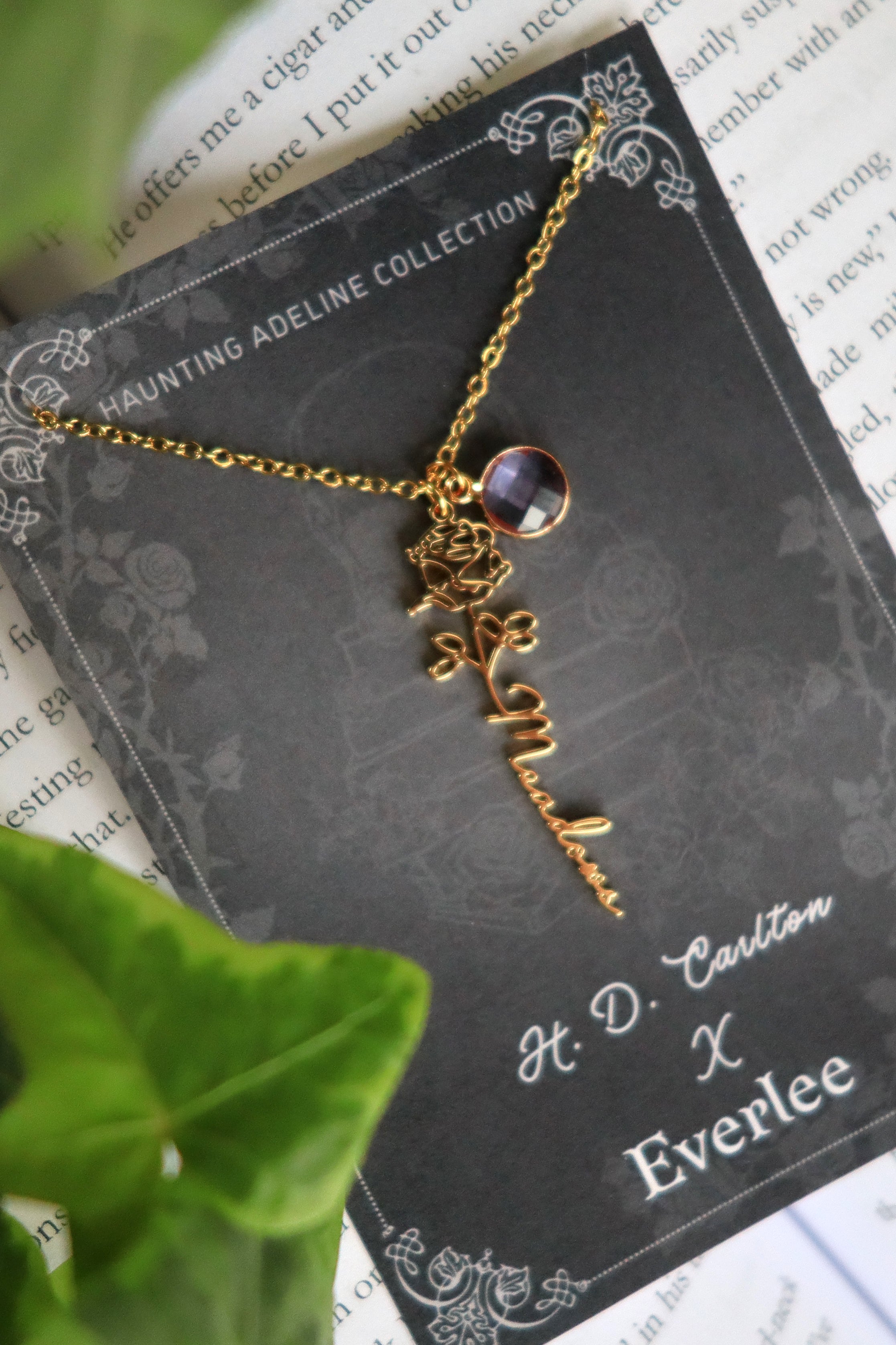 Haunting Adeline Meadows Rose Stainless Steel Necklace - Officially Licensed H.D. Carlton Collection