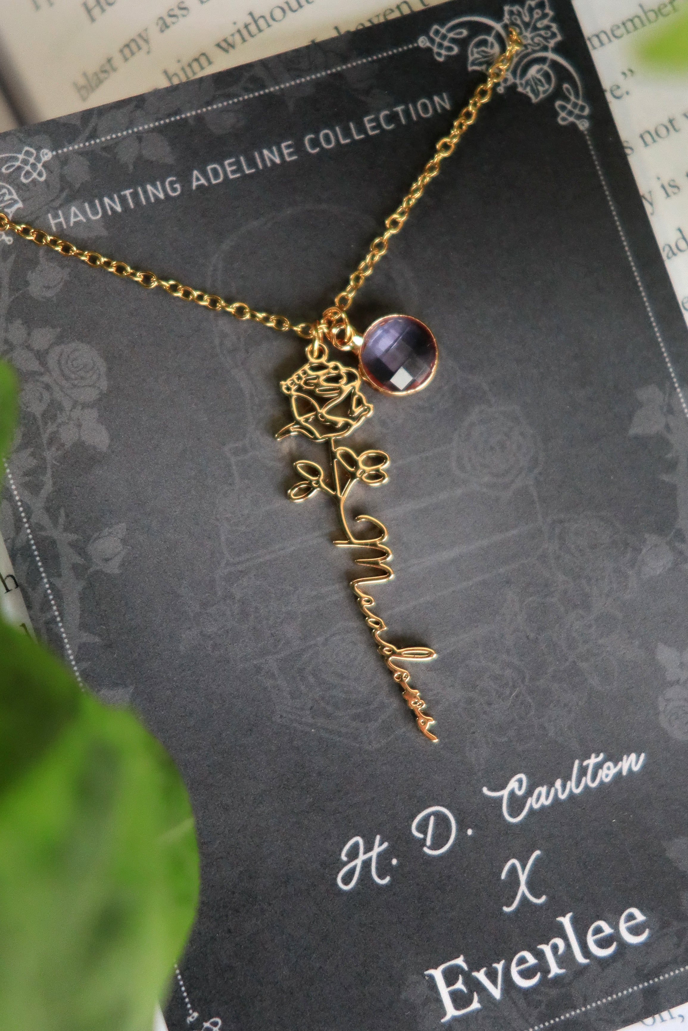 Haunting Adeline Meadows Rose Stainless Steel Necklace - Officially Licensed H.D. Carlton Collection