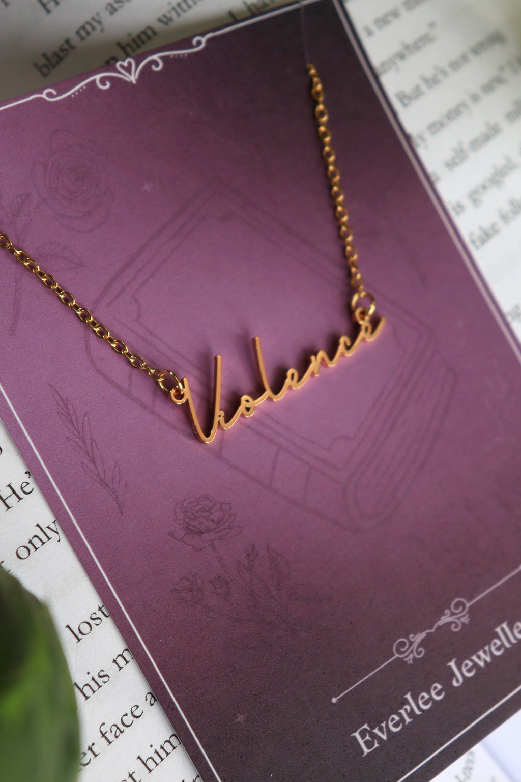 Violence Name Necklace - Gold and Silver Stainless Steel