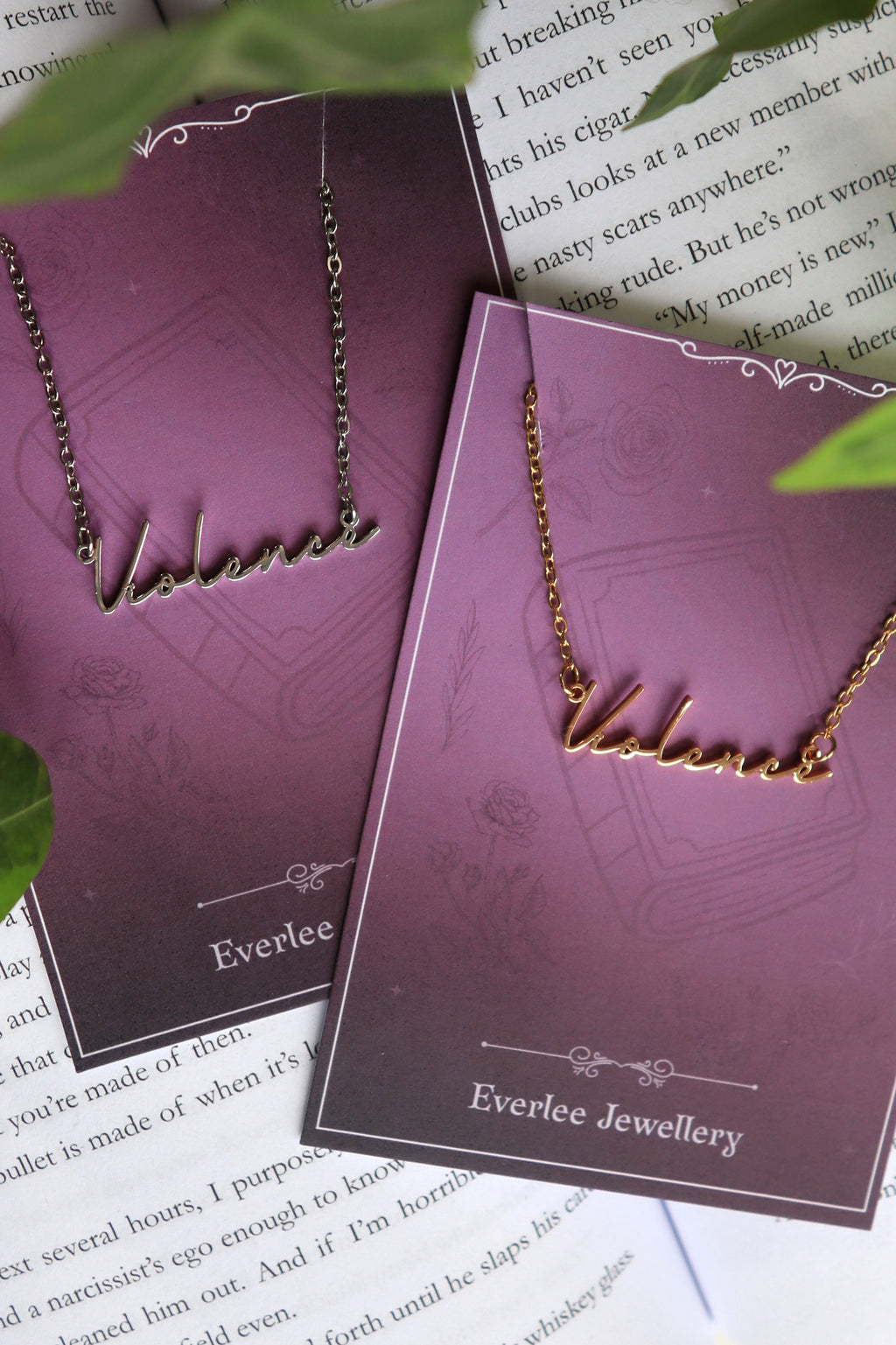 Violence Name Necklace - Gold and Silver Stainless Steel