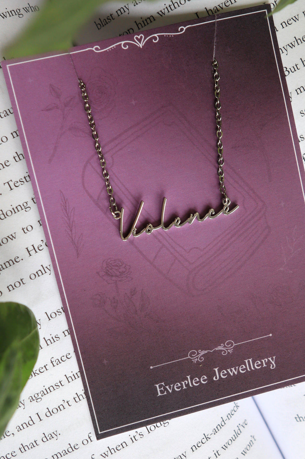 Violence Name Necklace - Gold and Silver Stainless Steel