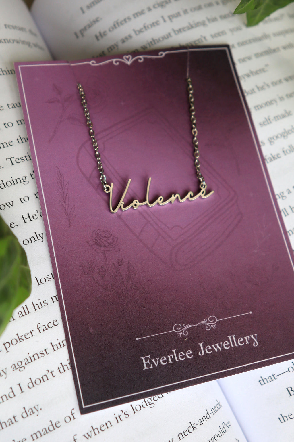 Violence Name Necklace - Gold and Silver Stainless Steel