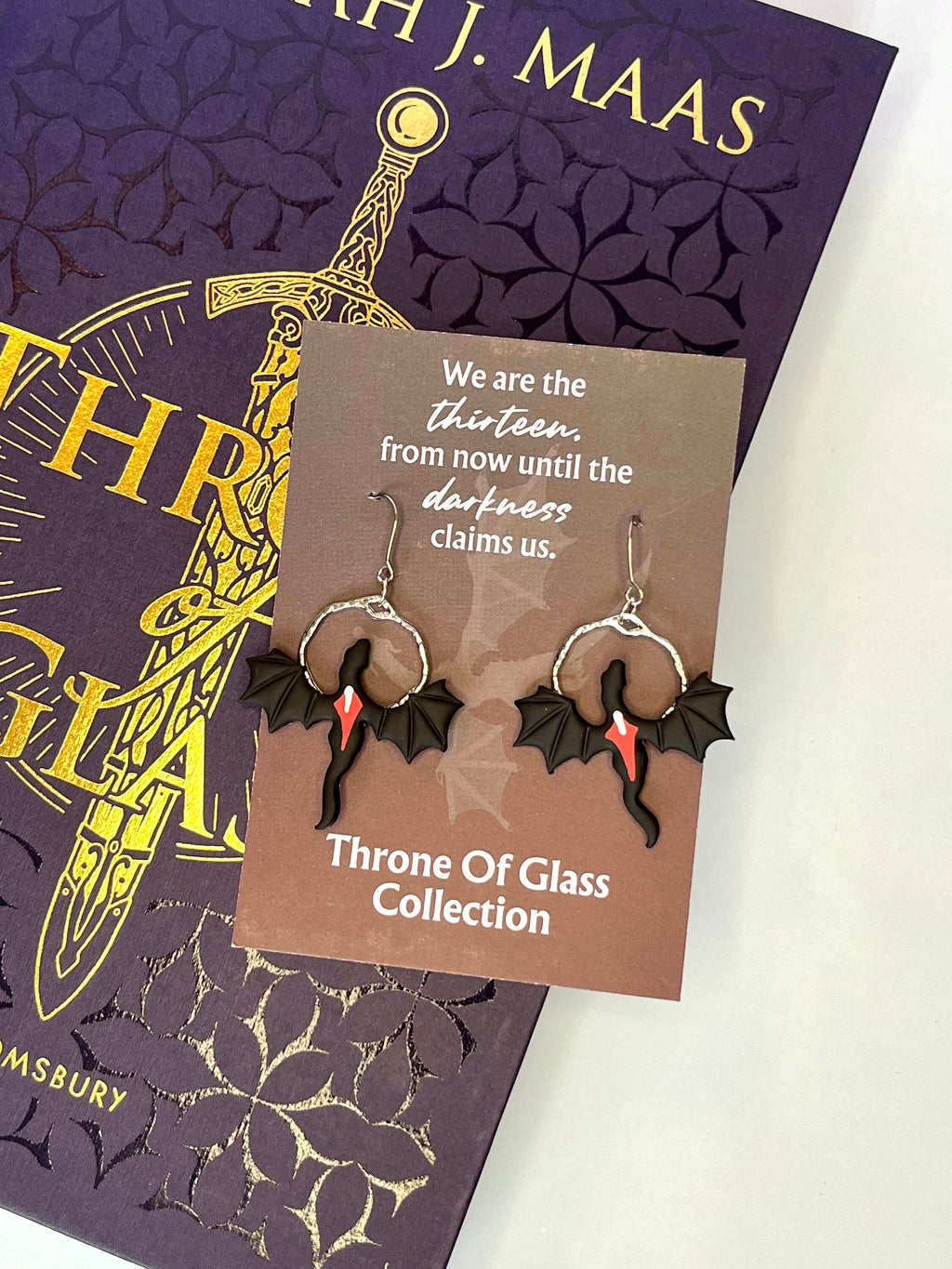 Officially Licensed Manon Blackbeak Wyvern Earrings, Handmade Polymer Clay Stainless Steel, Throne of Glass Merch Bookish Gifts Sarah J Maas