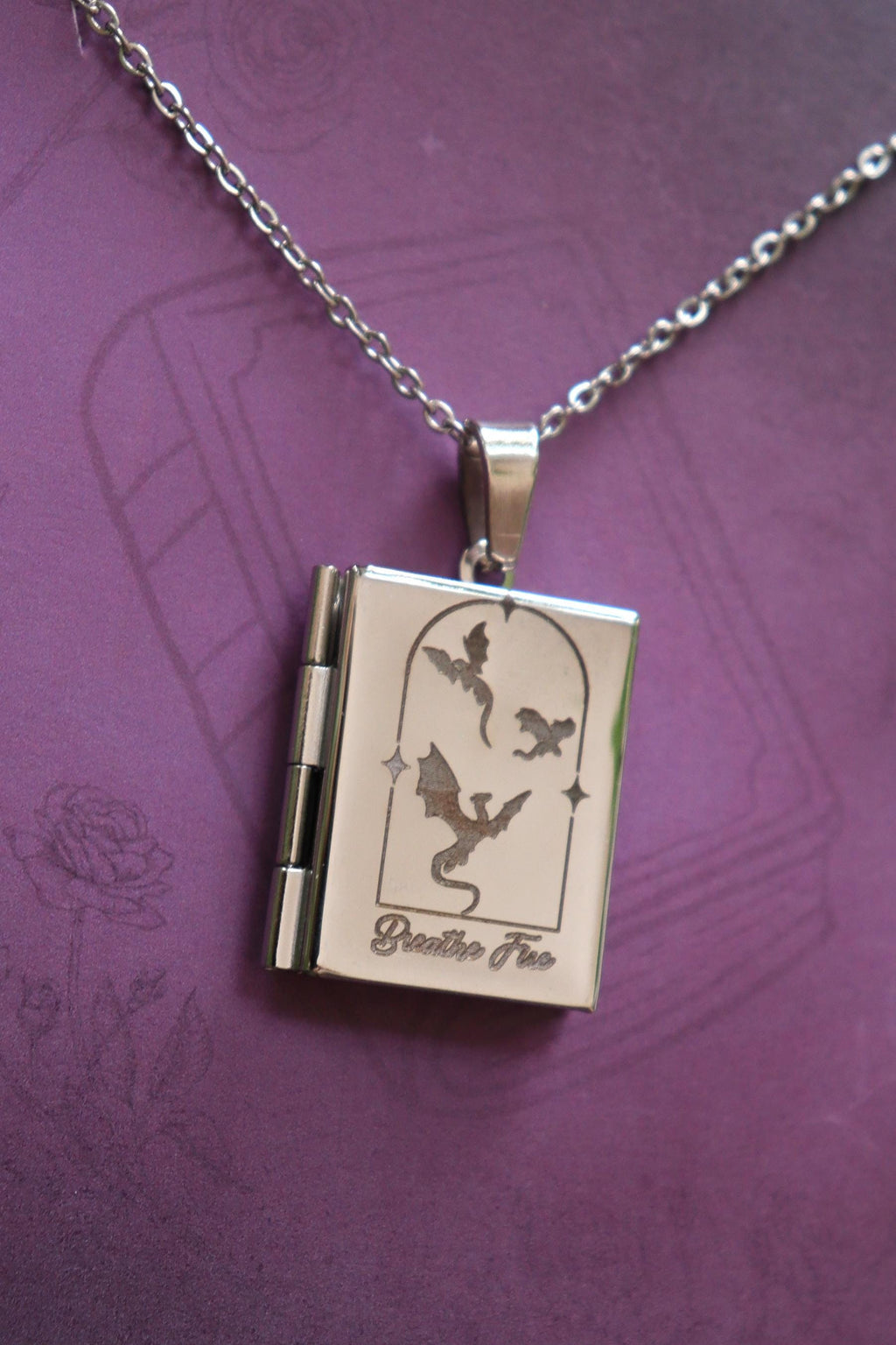 Romance Genre Book Locket necklace, Fantasy Dark Romance Cowboy necklace, silver gold stainless steel, bookish reader gift, picture locket