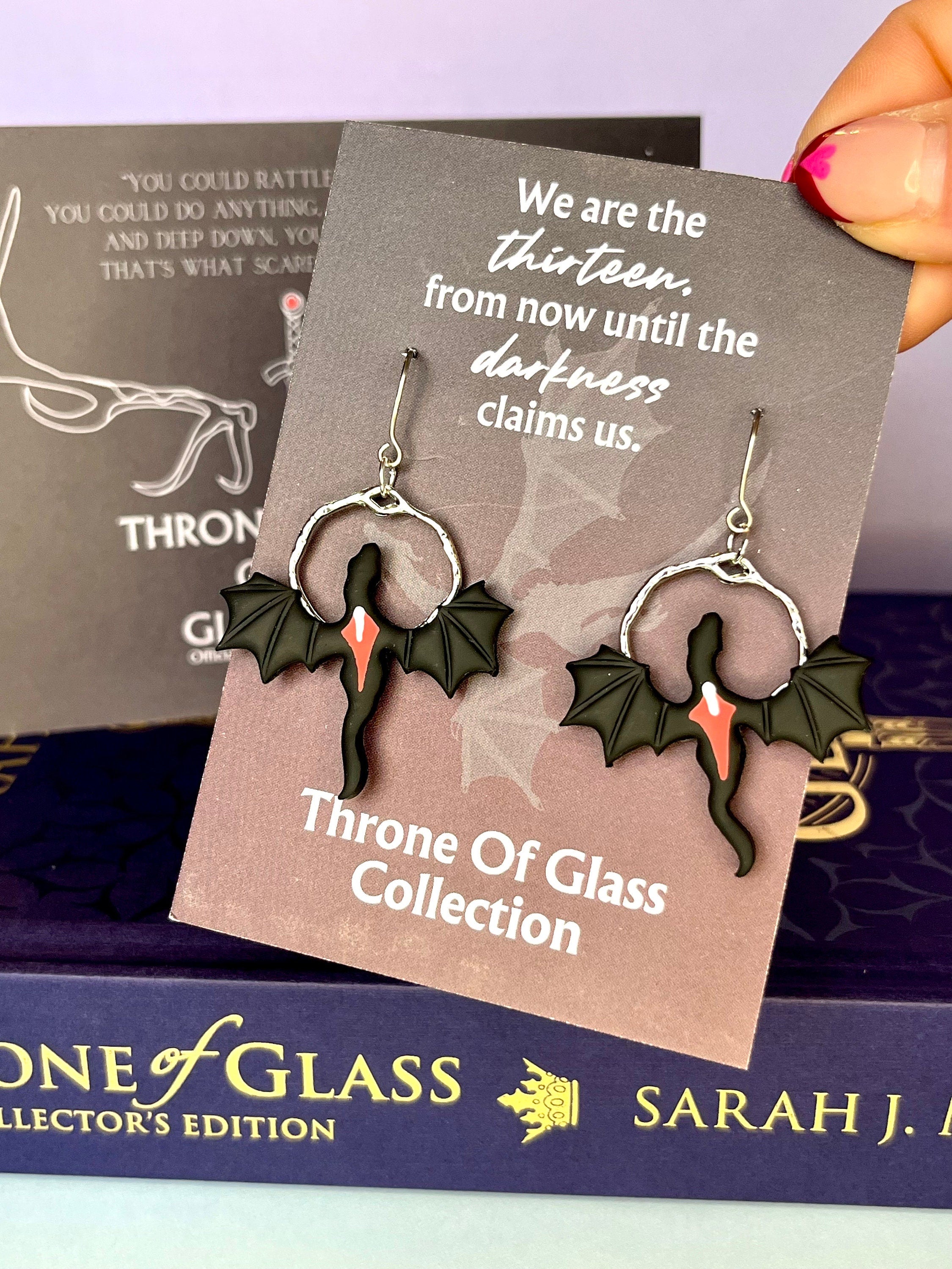 Officially Licensed Manon Blackbeak Wyvern Earrings, Handmade Polymer Clay Stainless Steel, Throne of Glass Merch Bookish Gifts Sarah J Maas