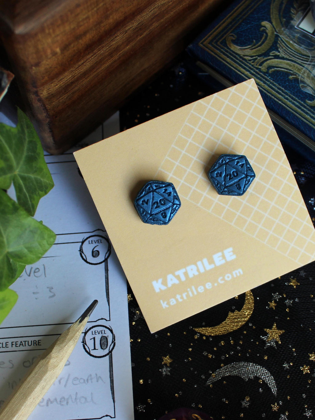 D20 Dice stud Earrings, Polymer Clay, Role Playing Games, DnD Board Games, Gothic, Fantasy, Dragon Dungeon Game Geeky Dungeon Master Gifts