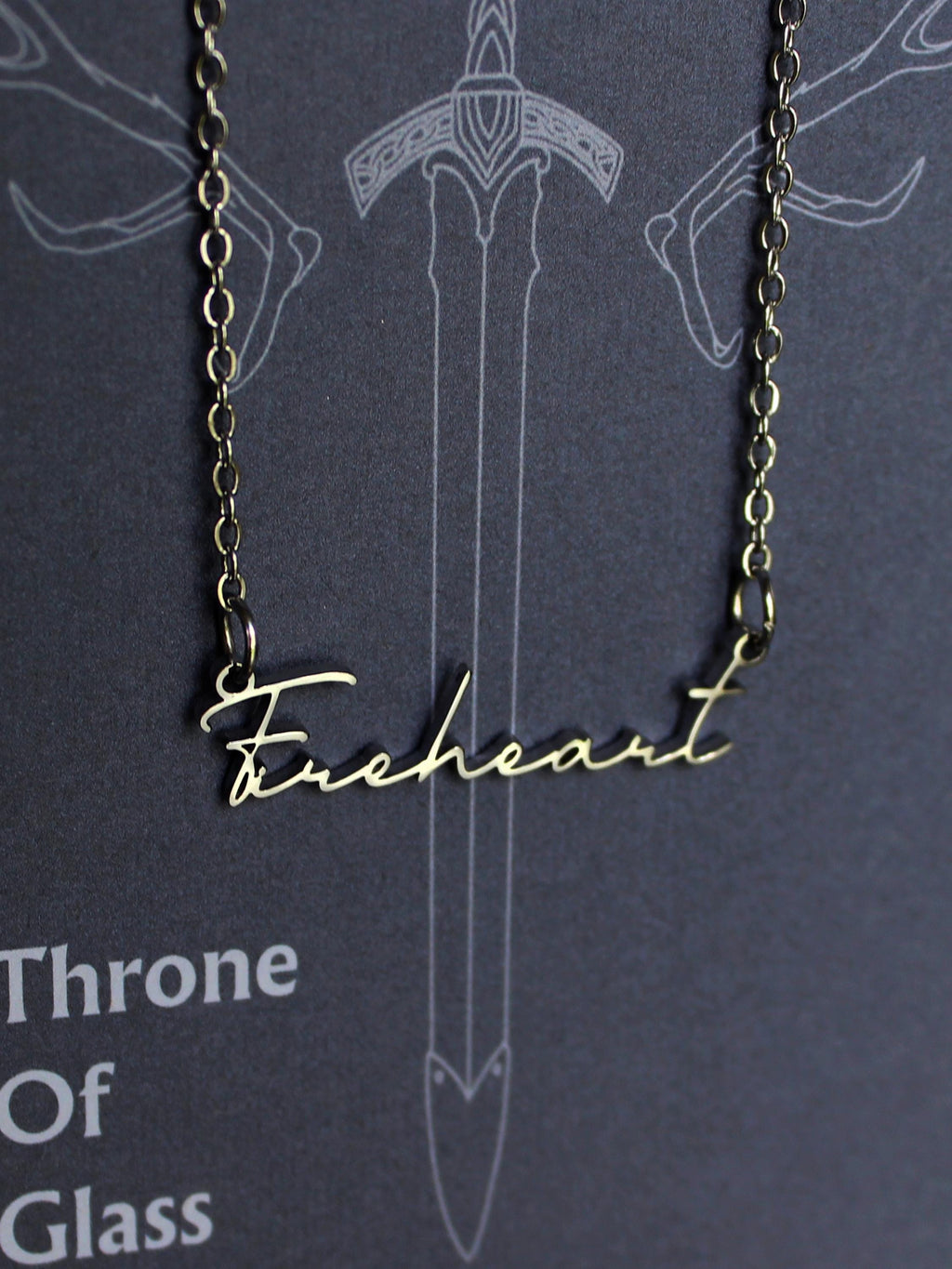 Officially Licenced Fireheart Stainless Steel Necklace, Throne of Glass Merch, Bookish Gifts, Silver Gold Necklace Fantasy Romance Reader
