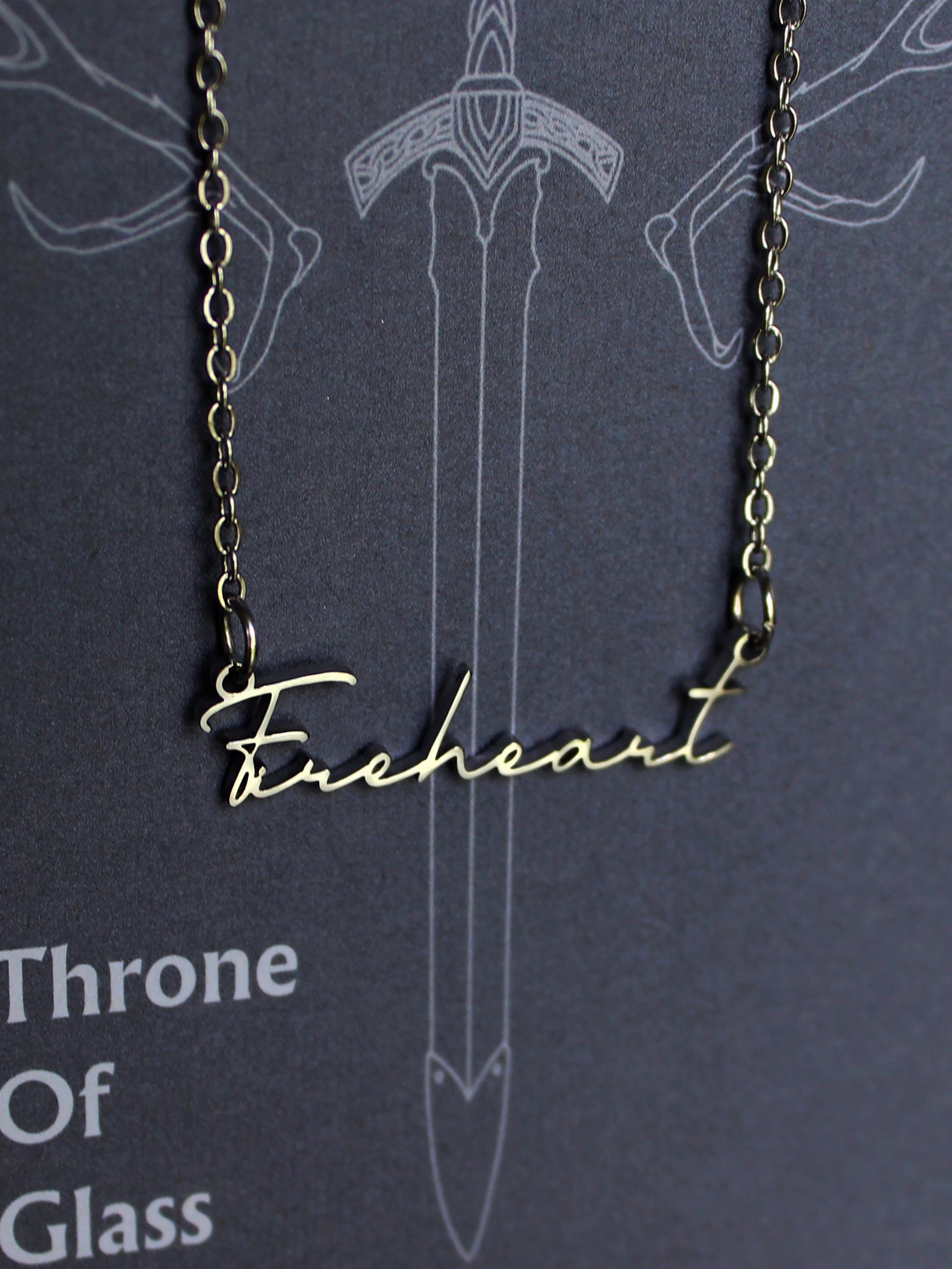 Officially Licenced Fireheart Stainless Steel Necklace, Throne of Glass Merch, Bookish Gifts, Silver Gold Necklace Fantasy Romance Reader