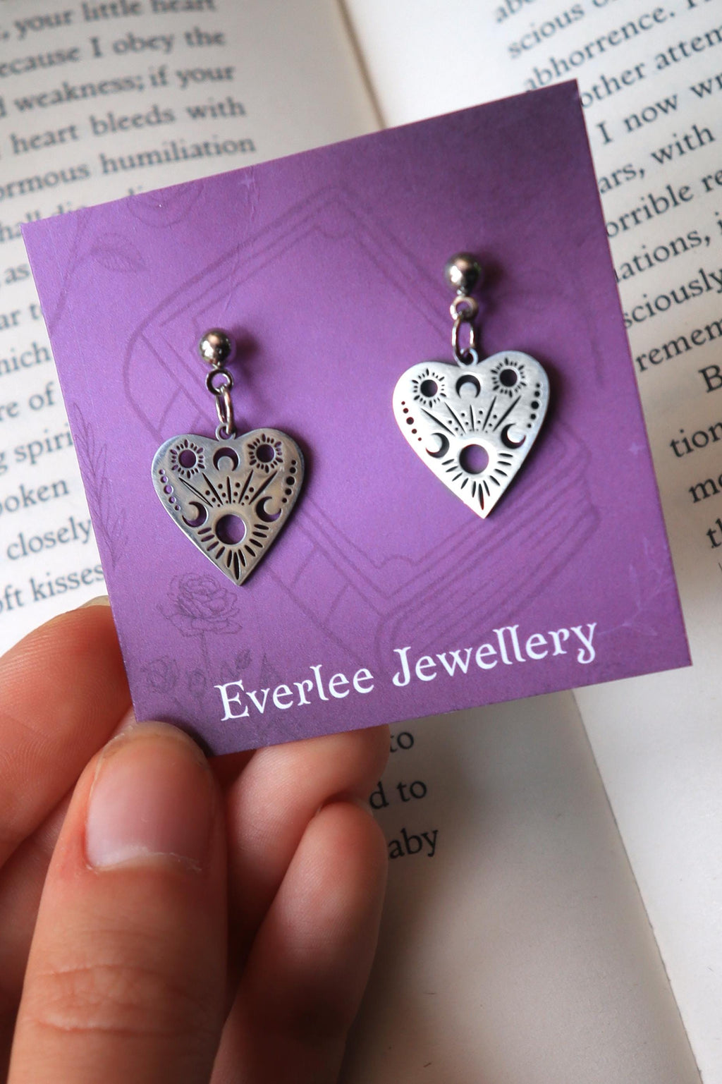 planchette Ouija Dangle Stud Earrings, Surgical Steel Gold and Silver Halloween Earrings