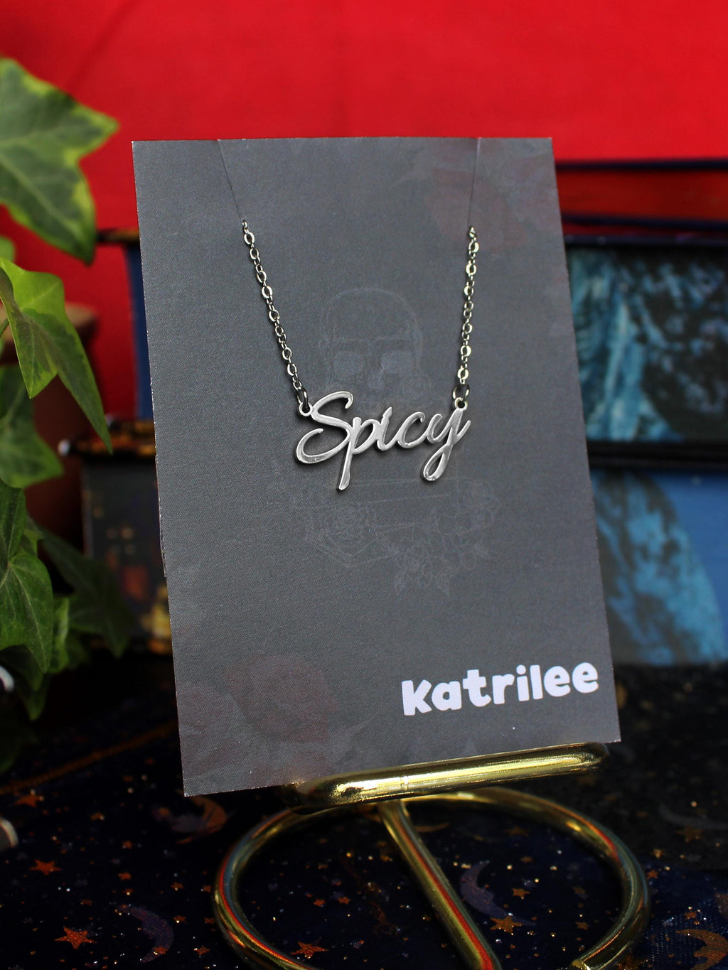 Spicy Stainless Steel Necklace, book bestie gift, laser cut name necklace, gold silver, bookish merch, gift for reader, booktok bookstagram