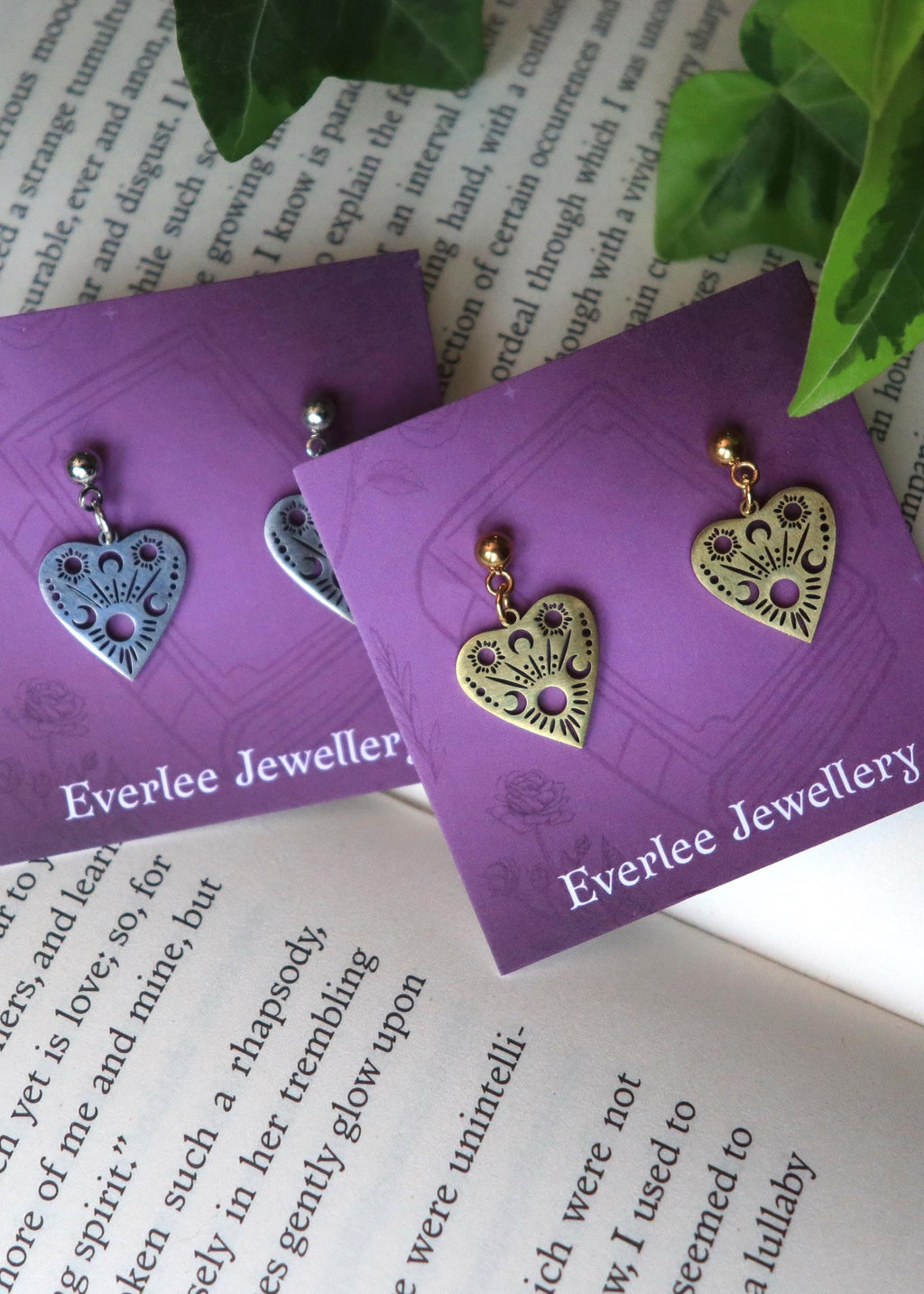 planchette Ouija Dangle Stud Earrings, Surgical Steel Gold and Silver Halloween Earrings