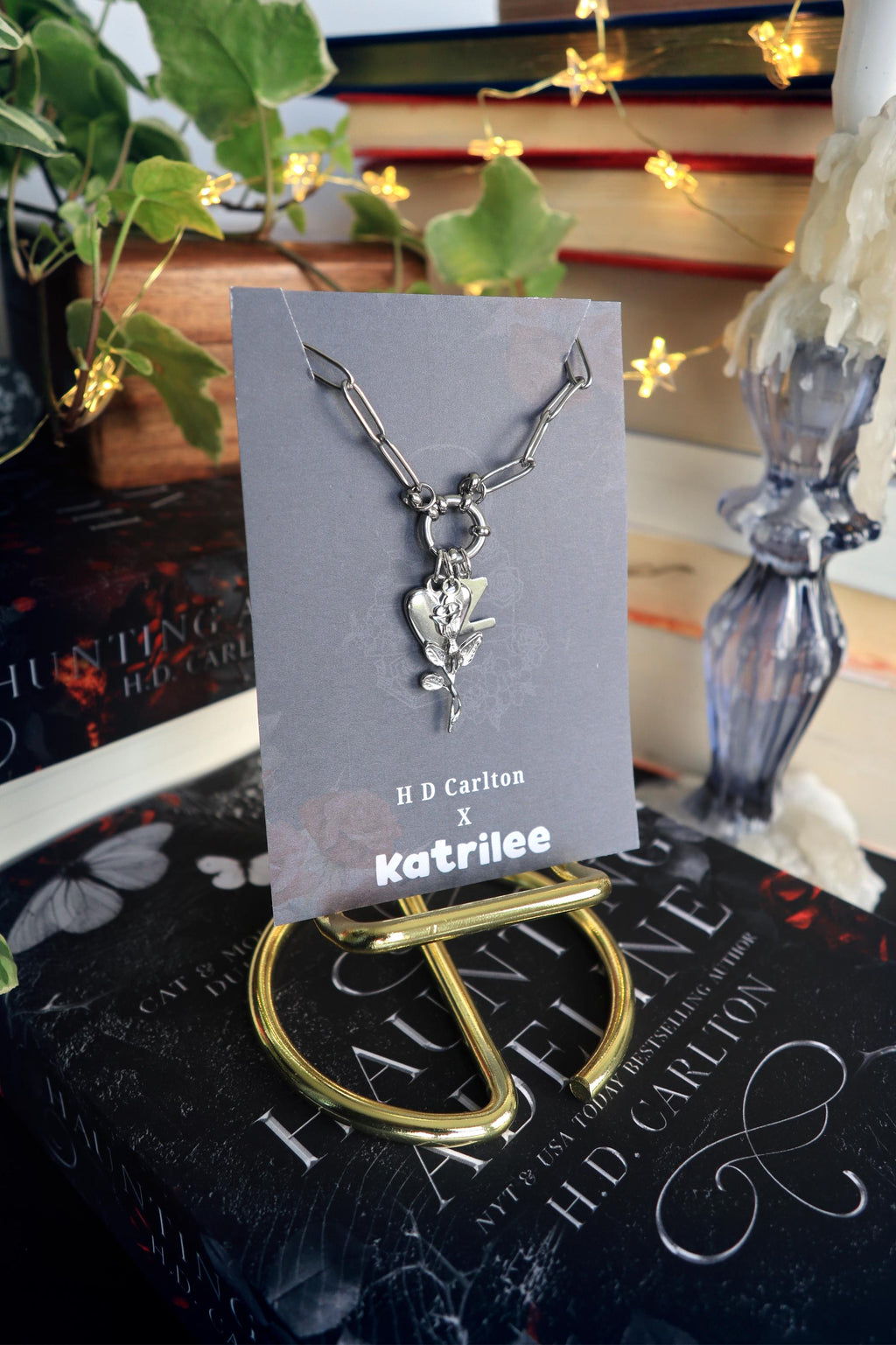 Haunting Adeline Stainless Steel Gold and Silver Charm Necklace, H D Carlton Dark Romance Bookish Merch, Gift For Reader, Chunky Chain