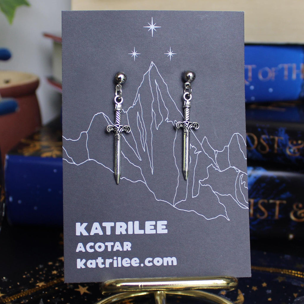 Officially Licenced ACOTAR Nesta Valkyrie Sword Earring , Surgical Steel, Book Series, Bookish Gifts, A Court of Silver Flames Fantasy Merch