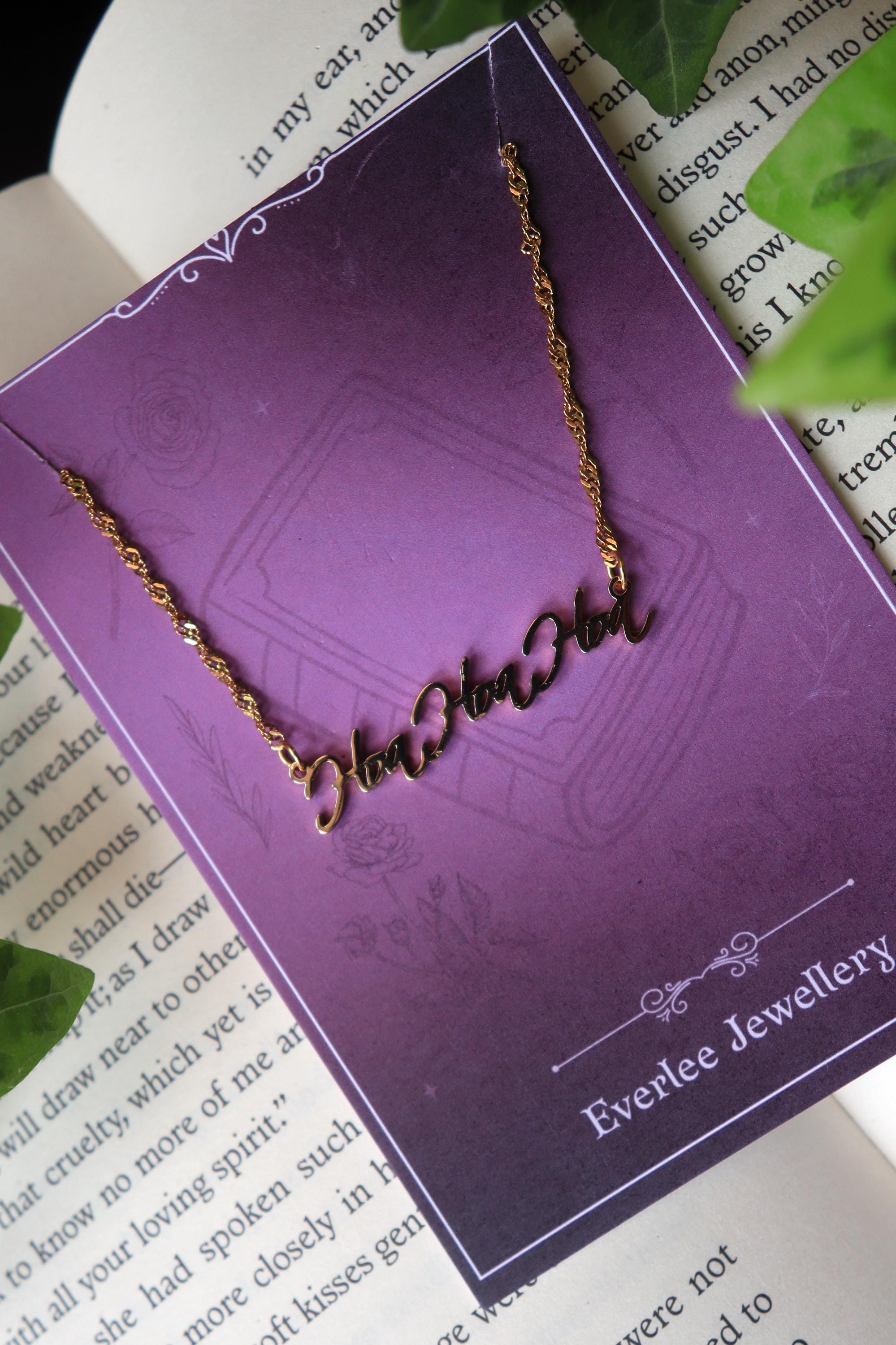 Hoa Hoa Hoa Name Necklace, Twilight Autumn Fall Season Jewellery, Funny Gift, Stainless Steel Gold and Silver