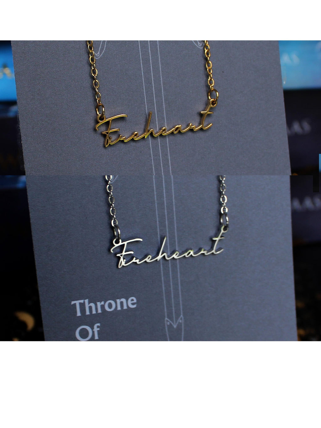 Officially Licenced Fireheart Stainless Steel Necklace, Throne of Glass Merch, Bookish Gifts, Silver Gold Necklace Fantasy Romance Reader