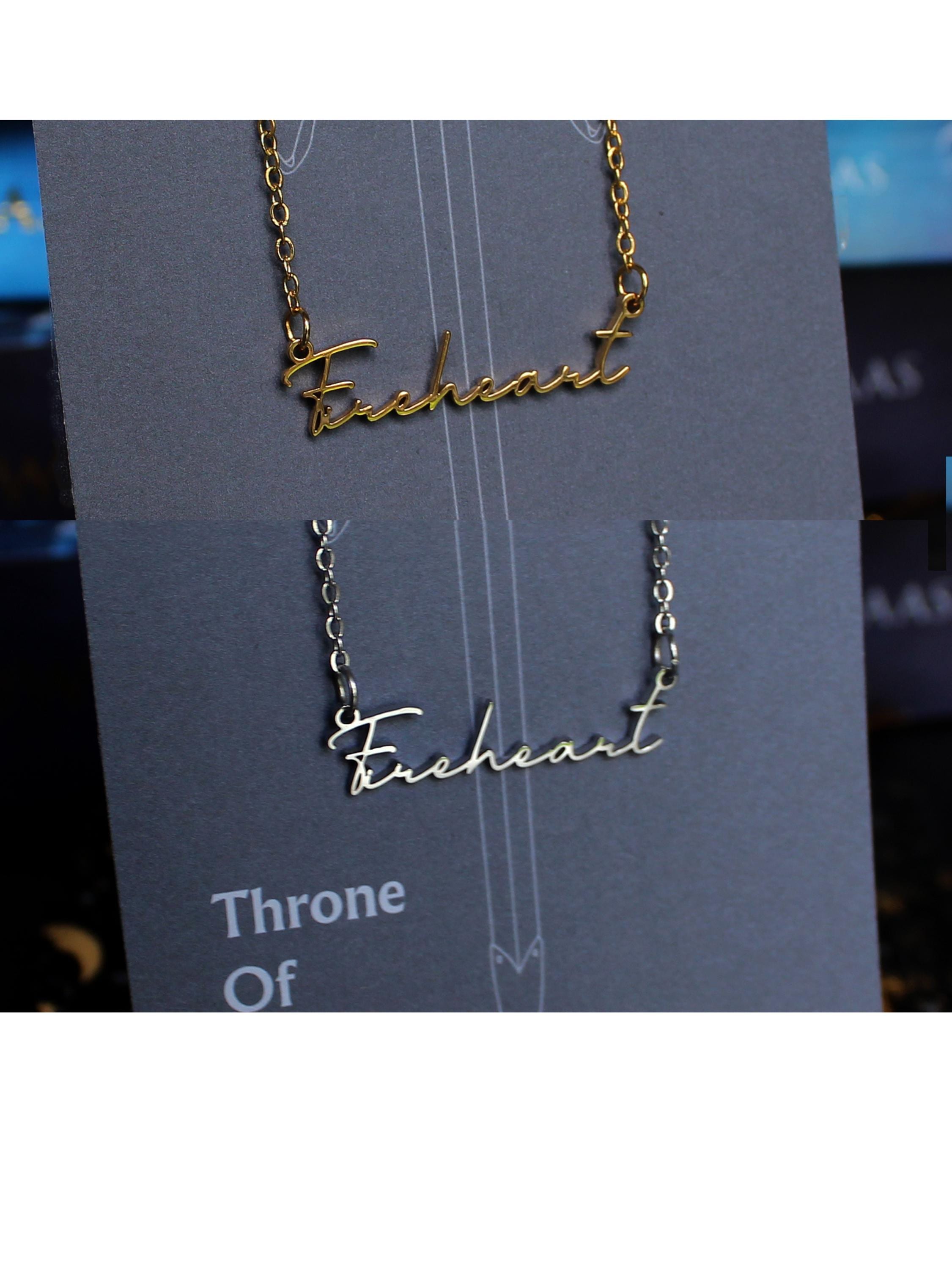 Officially Licenced Fireheart Stainless Steel Necklace, Throne of Glass Merch, Bookish Gifts, Silver Gold Necklace Fantasy Romance Reader
