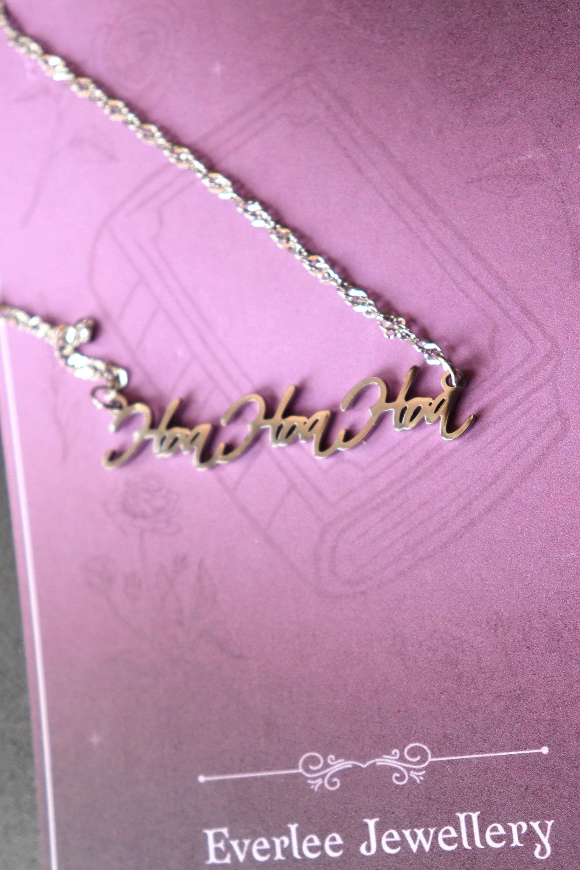 Hoa Hoa Hoa Name Necklace, Twilight Autumn Fall Season Jewellery, Funny Gift, Stainless Steel Gold and Silver