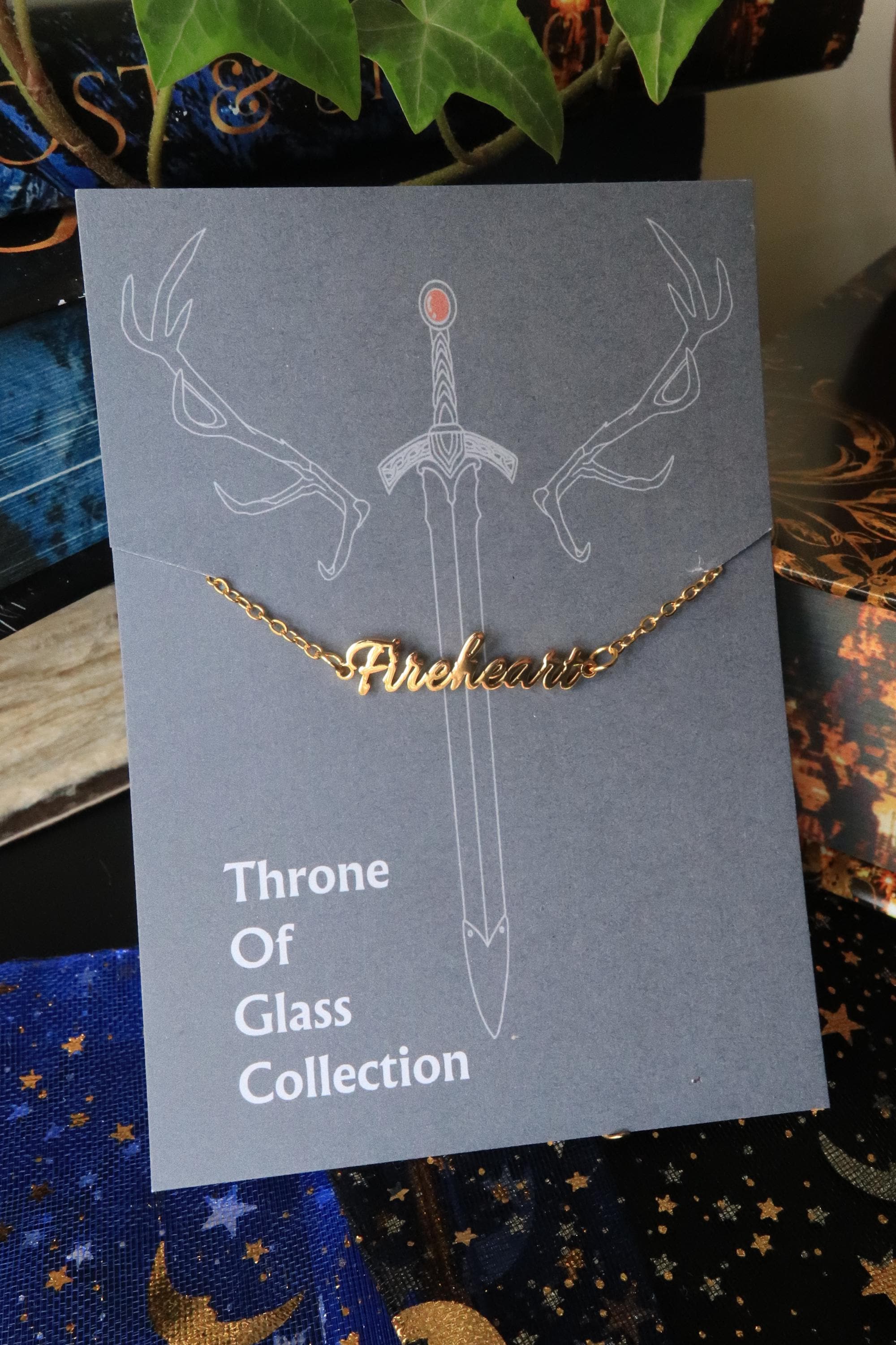 Officially Licenced Fireheart Stainless Steel Bracelet, Throne of Glass Merch, Bookish Gifts, Silver Gold Necklace Fantasy Romance Reader