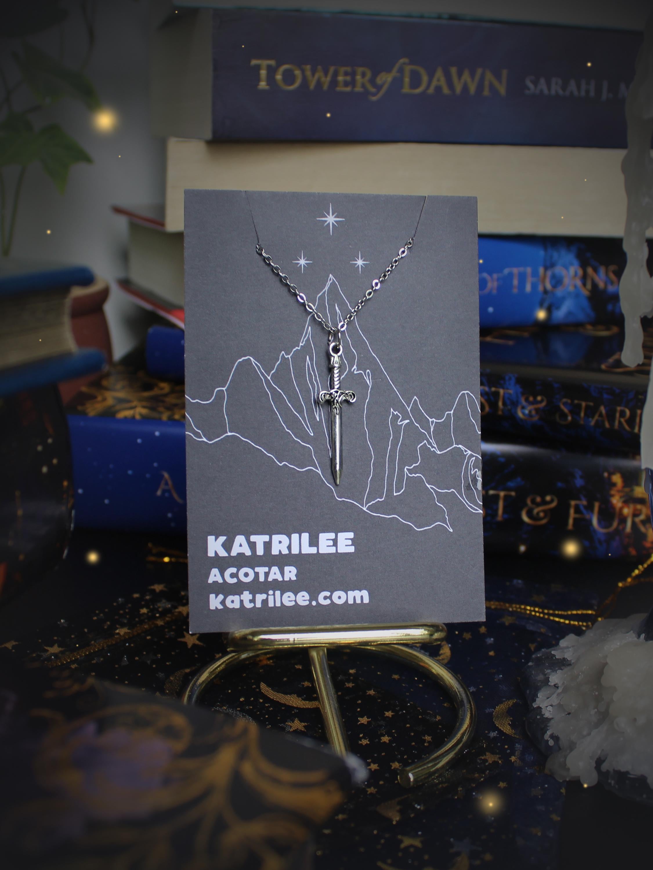 Officially Licenced ACOTAR Nesta Valkyrie Sword Necklace, Surgical Steel, Book Series, Bookish Gifts, A Court of Silver Flames Fantasy Merch