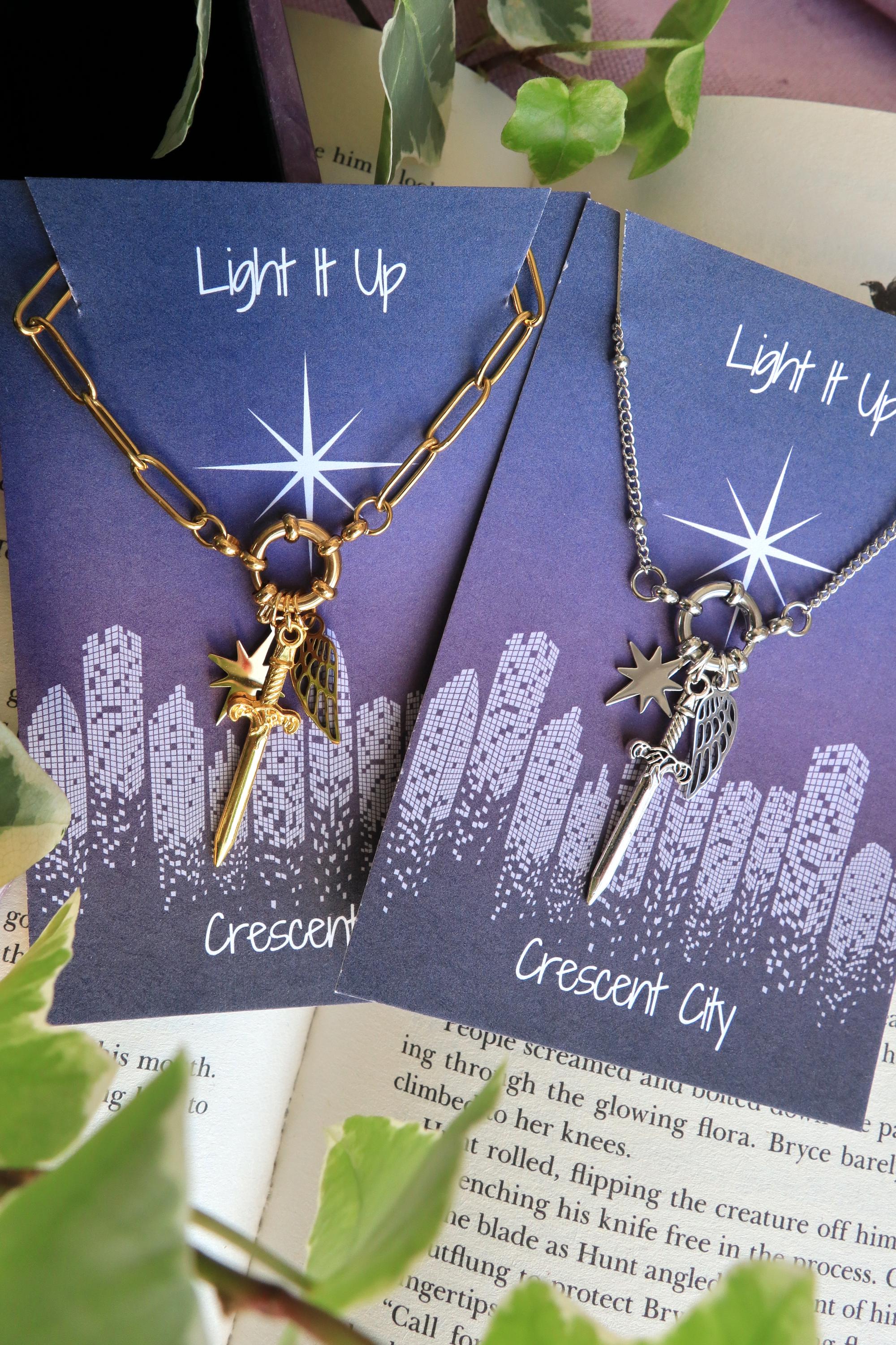 Officially Licenced Crescent City Starborn Charm Necklace, Bryce Quinlan, Gold and Silver, Fantasy Books, Bookish merch, Reader Gift