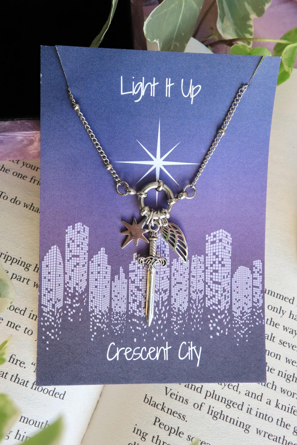 Officially Licenced Crescent City Starborn Charm Necklace, Bryce Quinlan, Gold and Silver, Fantasy Books, Bookish merch, Reader Gift