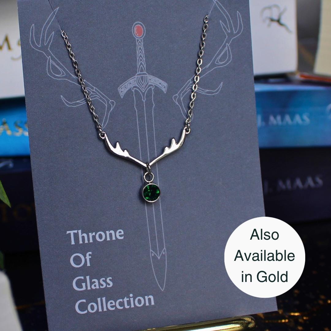 Officially Licenced Throne of Glass Antler Fireheart Sterling silver Necklace, Bookish Gifts, Silver Gold Necklace Fantasy Romance Reader