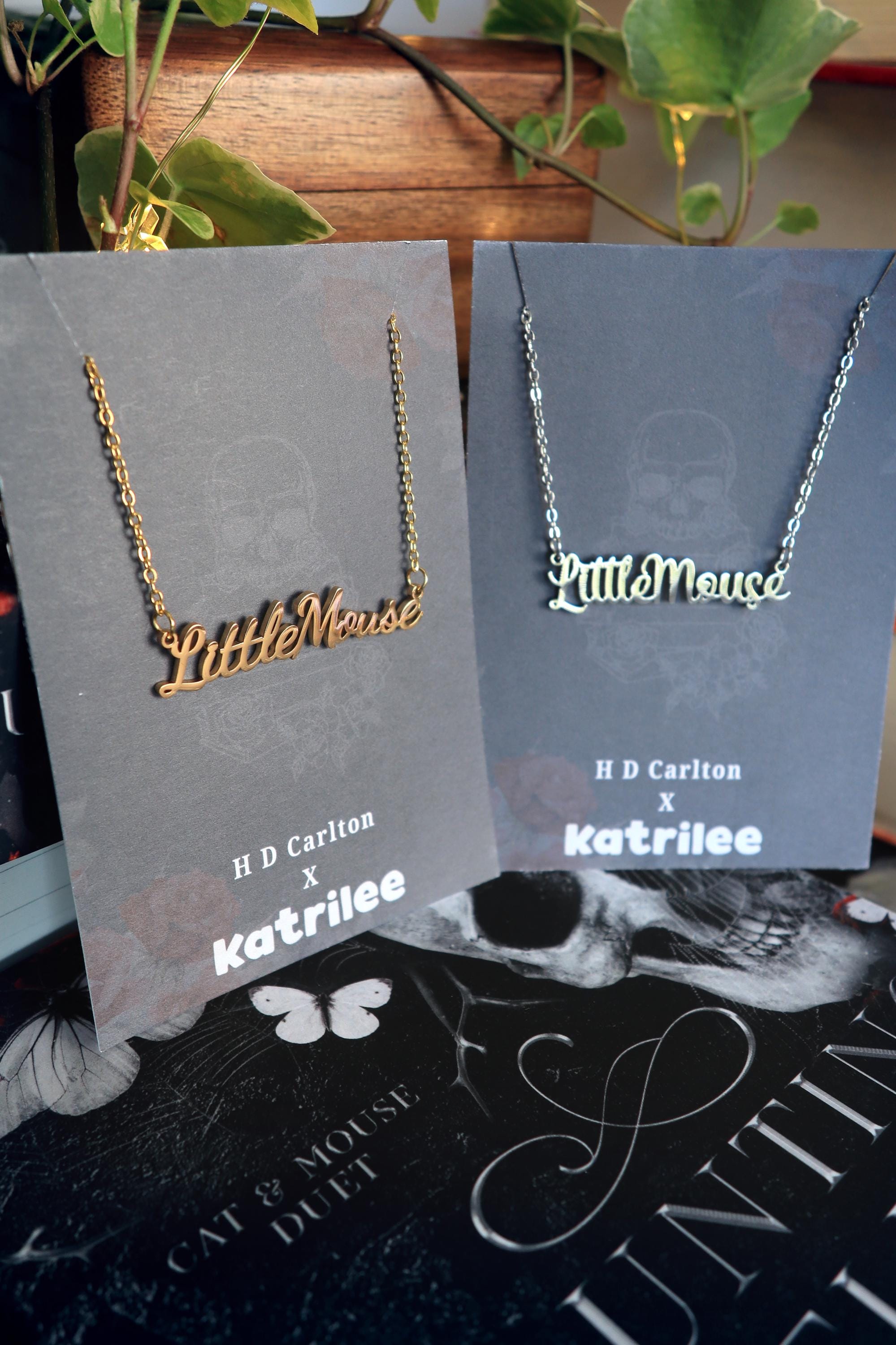 Haunting Adeline Little Mouse Stainless Steel Gold and Silver Name Necklace, H D Carlton Dark Romance Bookish Merch, Gift For Reader